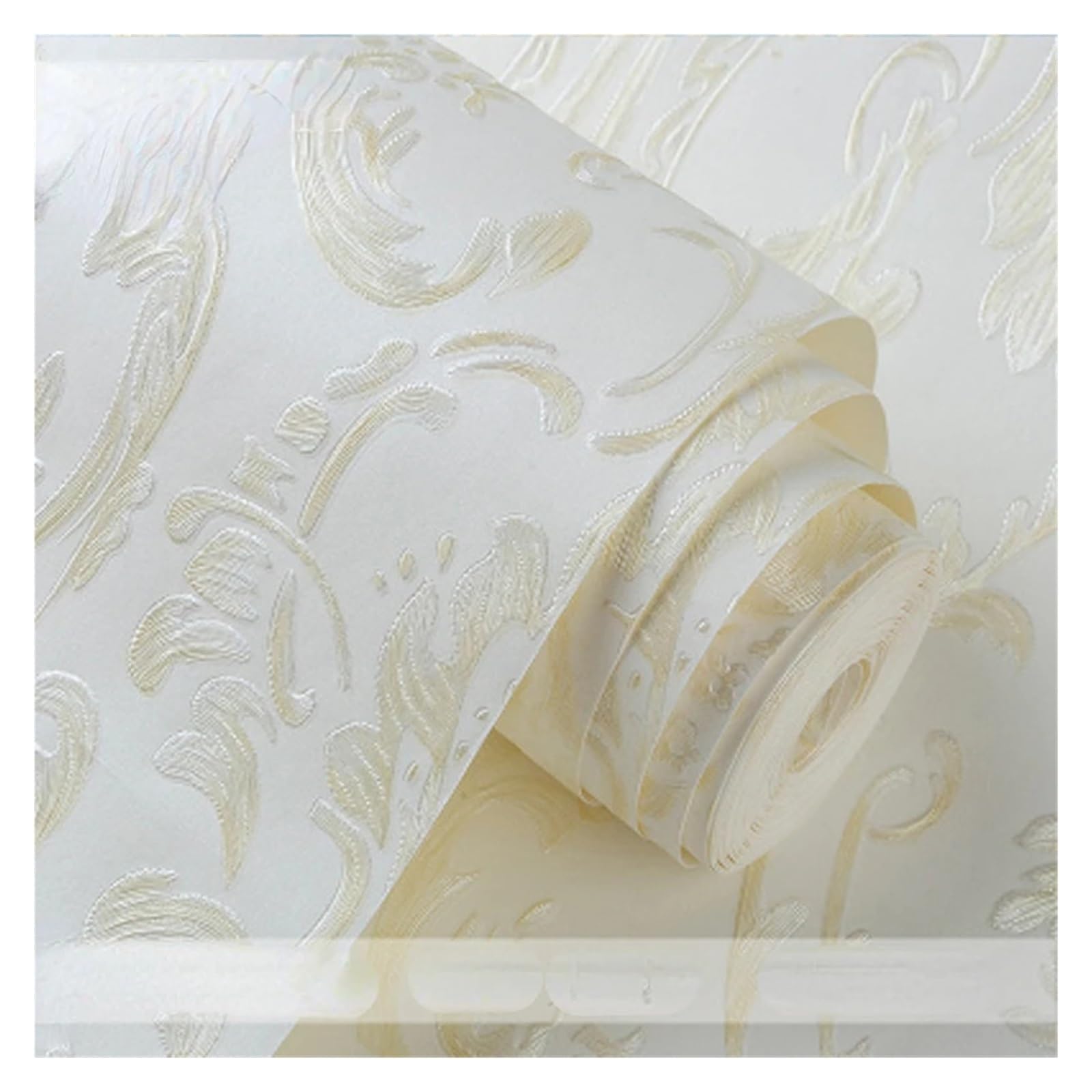 Papier Peint Textile Papier Peint Floral 3D For Chambre De Fille, Autocollant Texturé, Décoration D'intérieur En Rouleaux(White,10m(width 53cm))