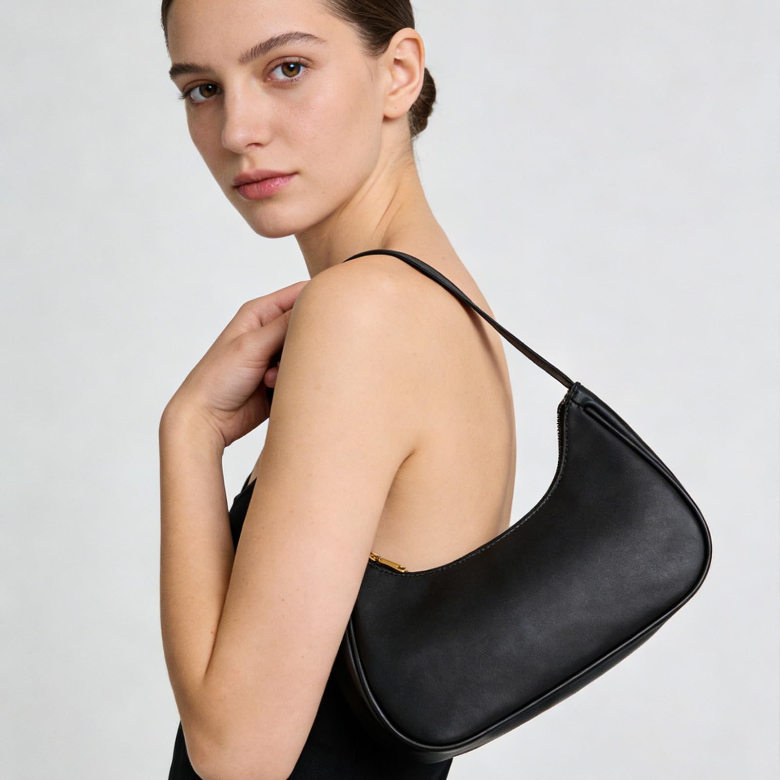White Shoulder Bag Women, Vegan Leather Handbag Retro Hobo Sling Bag Tote With Zipper, Small Bag For Teenage Girls, Dirndl Bag