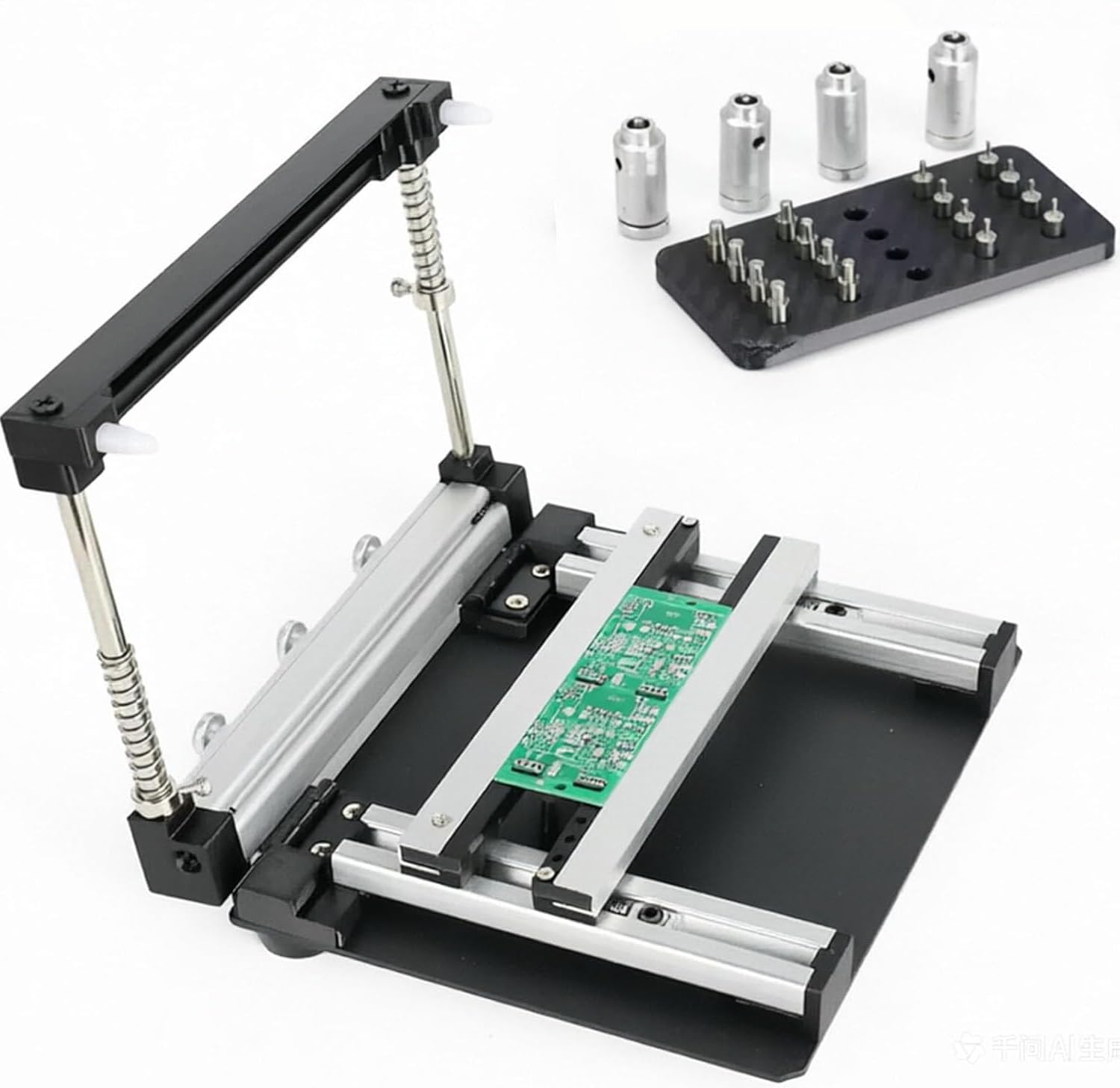 Mesa de impresión de pasta de soldadura malla acero SMT, impresora manual | Espesor ajustable de 0,8-2,0 mm, material de aleación de aluminio, posicionamiento preciso, for un ensamblaje preciso(20*20)