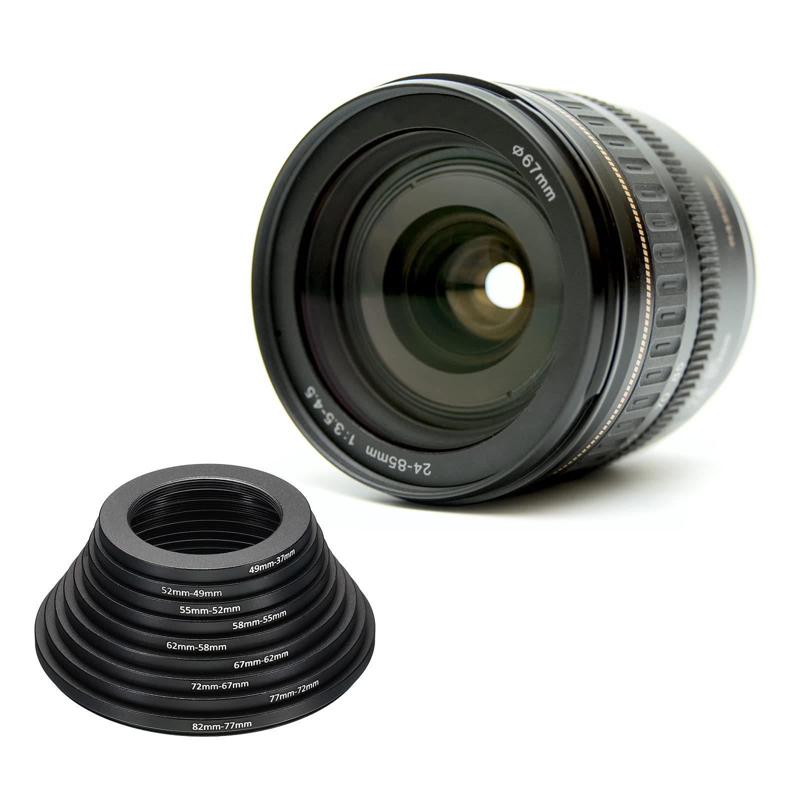 PATIKIL 9-Pack Step Down Filter Adapter Rings Set - 82-77mm To 49-37mm Aluminum Alloy Camera Lens Adapters