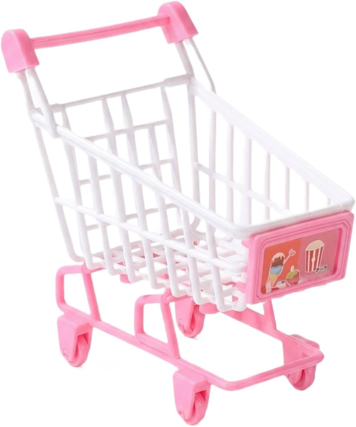 Mini Shopping Cart Basket, Stationery Model, Fun Office Accessory, Playhouse Toy, Handcart Storage Box, Gift Idea for Girls, Pink