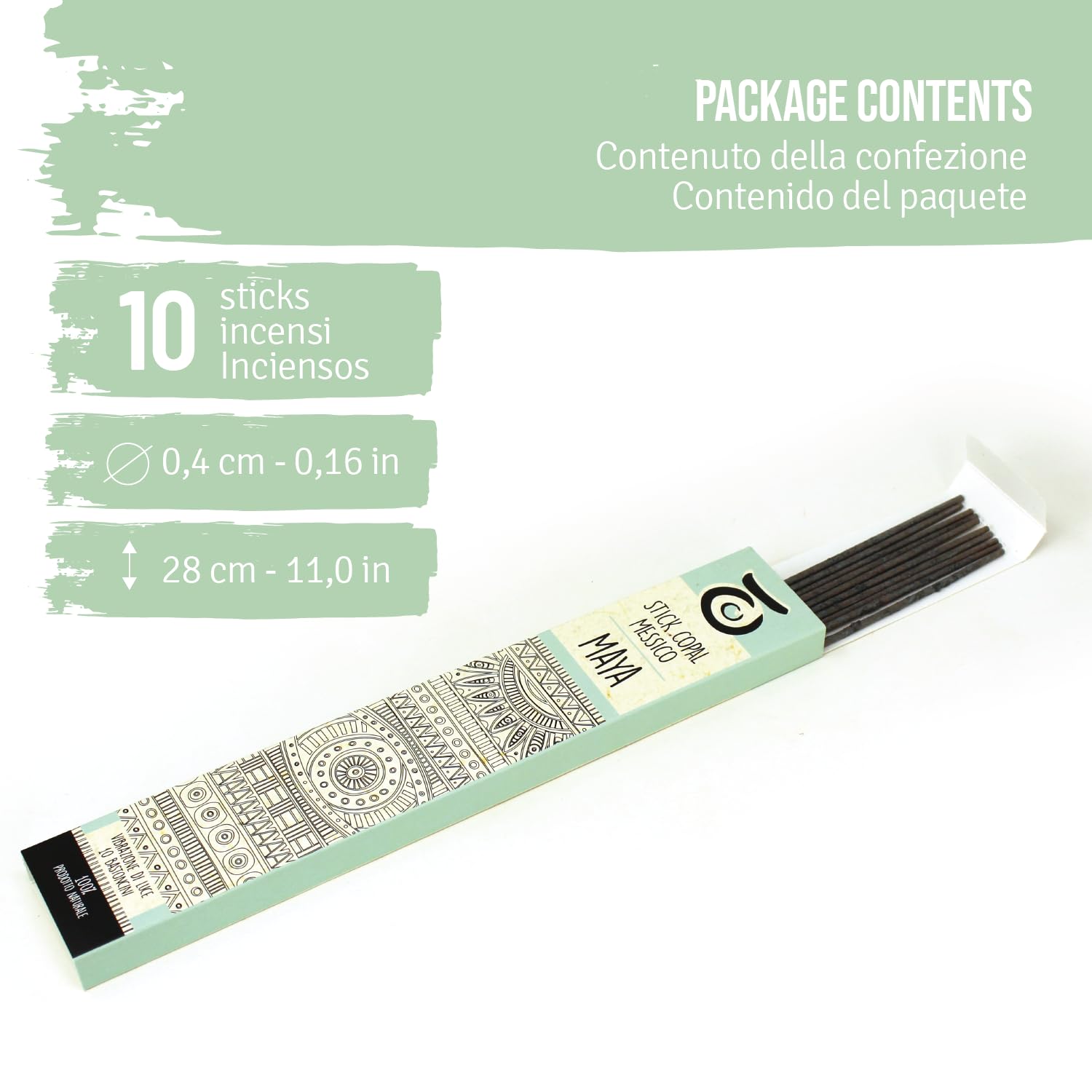 PALOSANTO - Copal Natural Incense Sticks - Maya - 100% Natural Copal Resin from Mexico - Relaxing Incense Stick for Light Fumigations - 10 Sticks