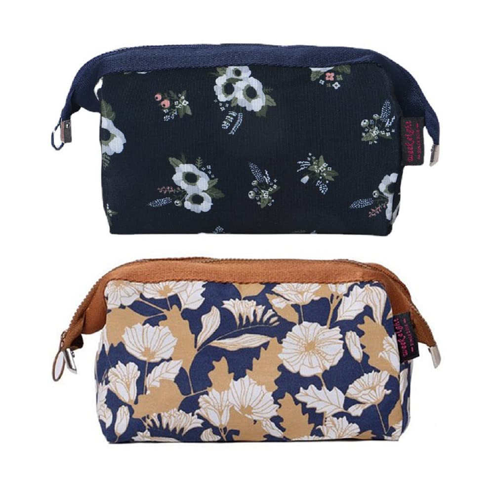 DOCAT Makeup Pouch Toiletry Kit for Women Jewelry Cosmetic Organizer Vanity Bag for Makeup Accessories Carry Case Pouches for Women (2 Pack Brown & Olive)-image-35