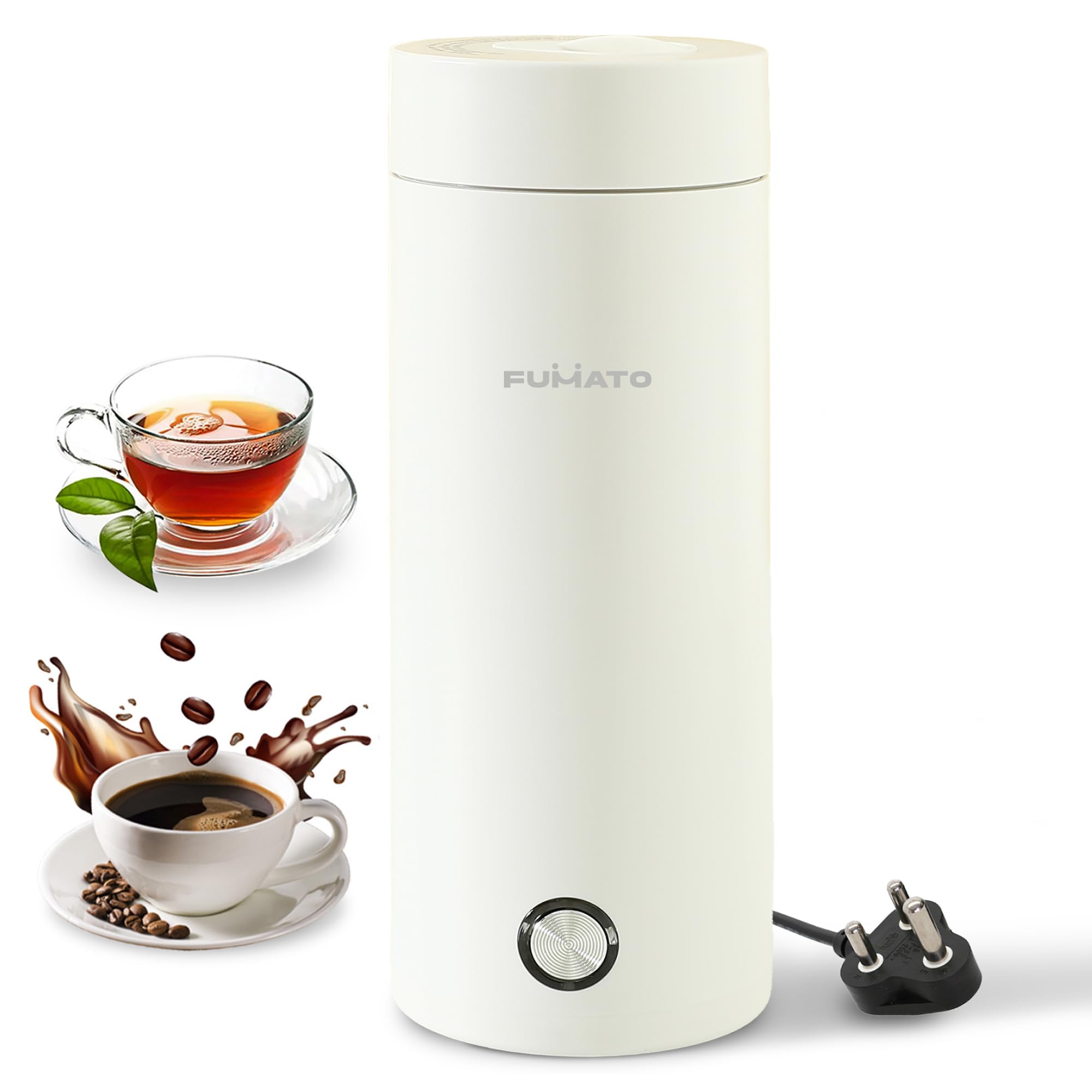 The Better Home Fumato 300W Portable Electric Kettle For Travel 400 ML| Fast Boiling, Auto Shut-Off, Dry Boil Protection, Leak-Proof Design & Stainless Steel Interior- White