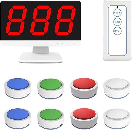 Sistema de zumbador inalámbrico para demostración de juegos, suministros para profesores, suma hasta 32 botones, 328 pies, 8 zumbadores de respuesta