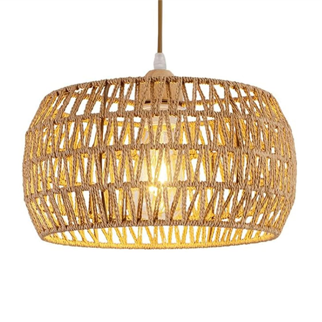 CSSYKV Hemp Rope Vintage Lamp Shade 13'' Boho Style Weave Lantern Coastal/Beach Style Chandelier 1-Light Ceiling Hanging Farmhouse Light Fixtures for Dining Living, Kitchen Island, Hallway, Foyer