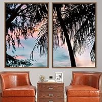 2 Piece Framed Canvas Wall Art Palm Tree Canvas Prints Home Artwork Decoration for Living Room,Bedroom - 16
