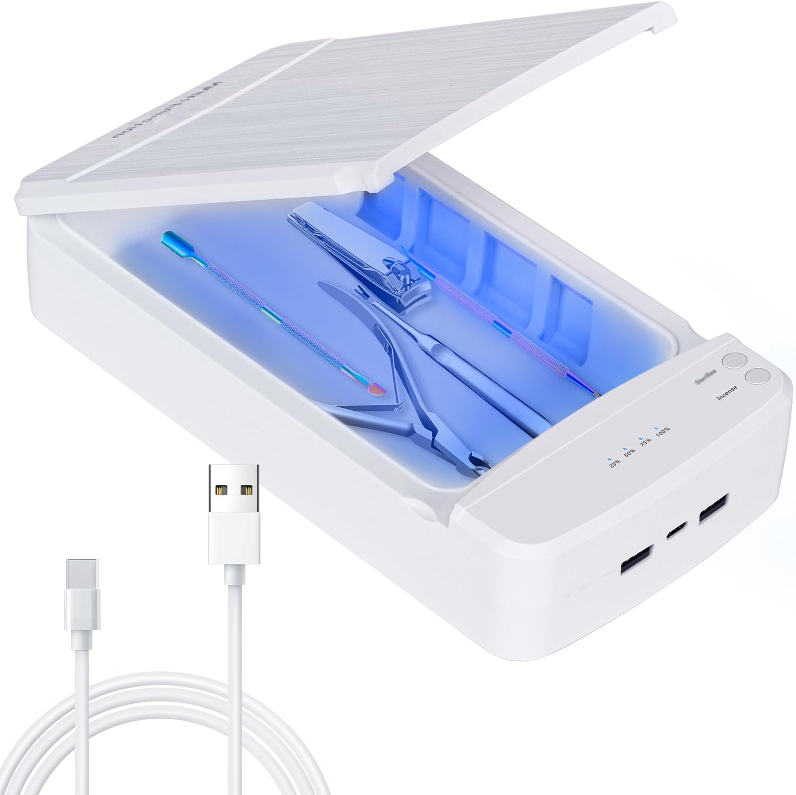 UV Nail Tool Cleaner Box - Nails Tips Art Portable USB Nail Machine, Plastic Cleaner Tool for Nail, Salon, Tweezers, Jewelry, Phone, Nail Tech Supplies, Nail Tech Must Haves