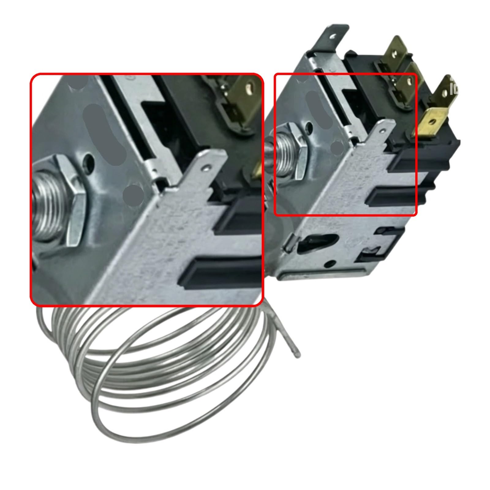 Termostato De Descongelación for Refrigerador, Compatible Con Danfoss, 077B6208, Termostato De Refrigerador De Cuatro Pines, Control De Temperatura, Calentador De Descongelación De 2 Piezas