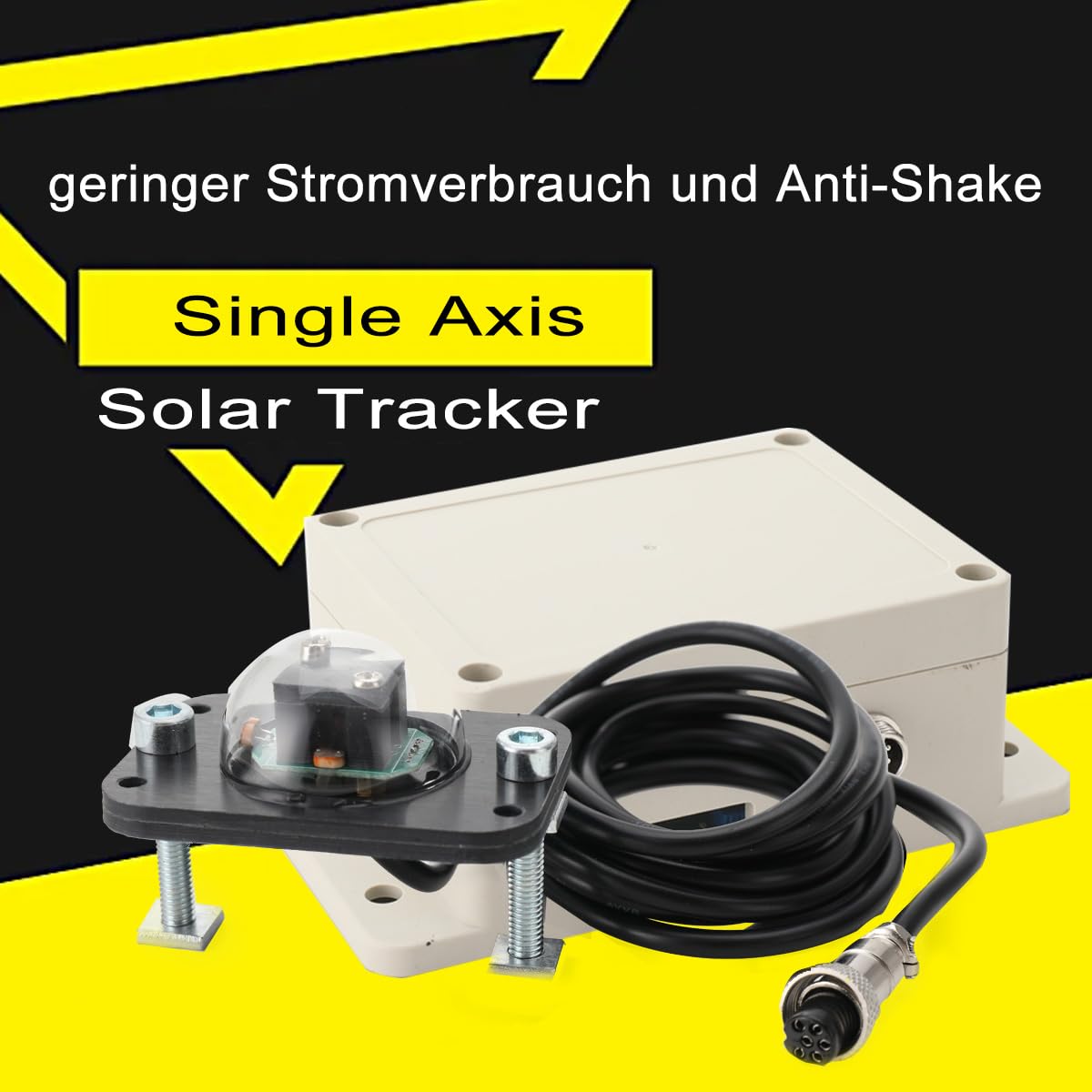MreryyseSystème de Suivi Solaire avec Câble de 2M, Contrôleur de Suivi Solaire, Interrupteur Manuel Automatique Vertical Vers le Soleil (Simple Axe)