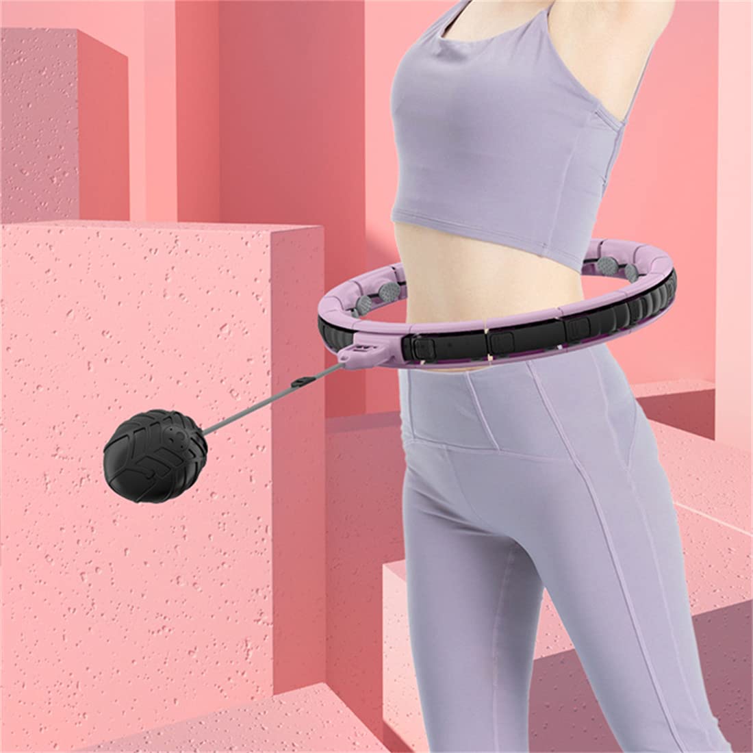 Hula Hoop per Adult & Kids Addome Esercizio, Hula Hoop Ponderato con Contatore, 16 Nodi Staccabili, per Adulti Fitness,Viola
