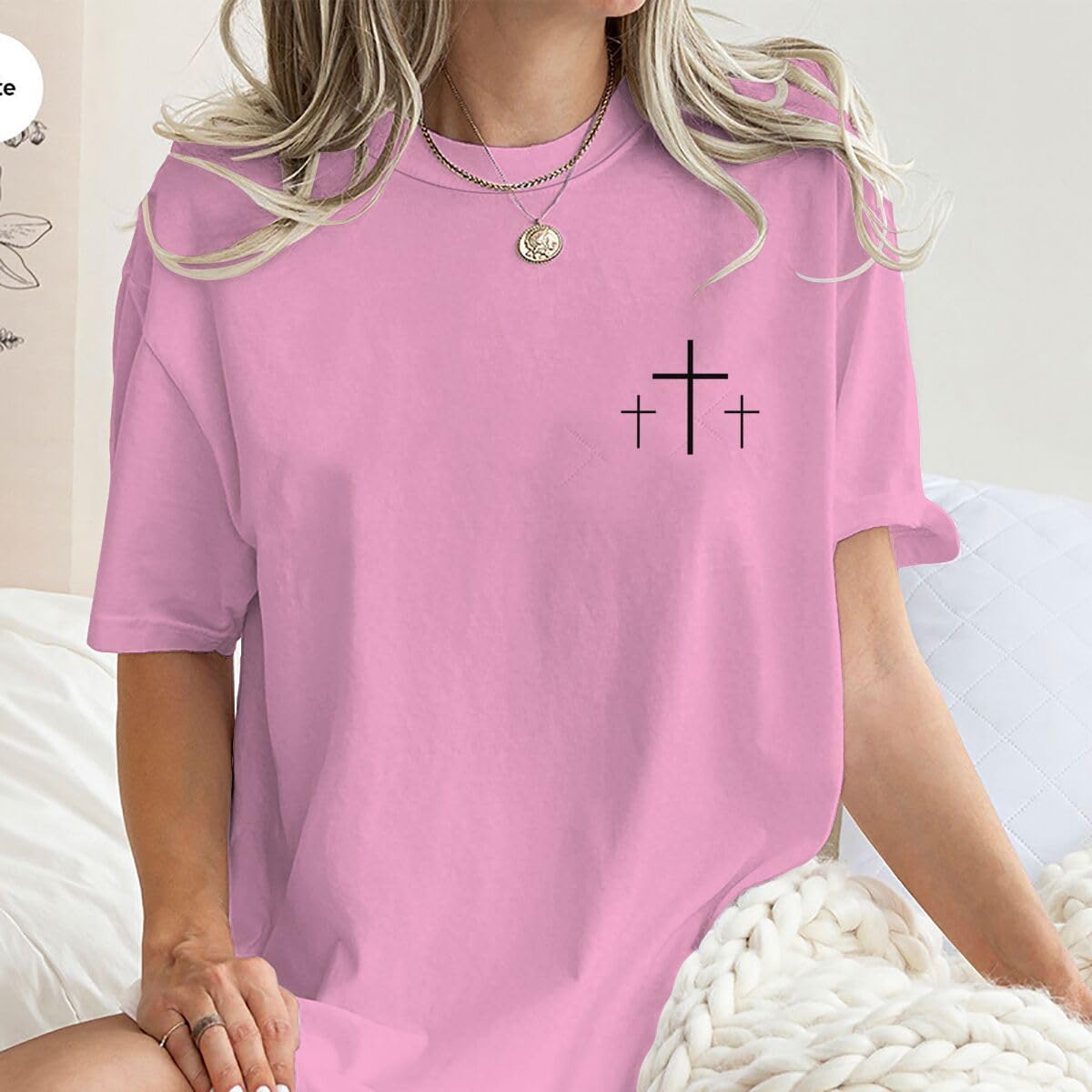 Faith Over Fear T-Shirts for Women Christian Cross Shirts Bible Verse Shirt Oversized Tees Christian Tshirts - Image 3