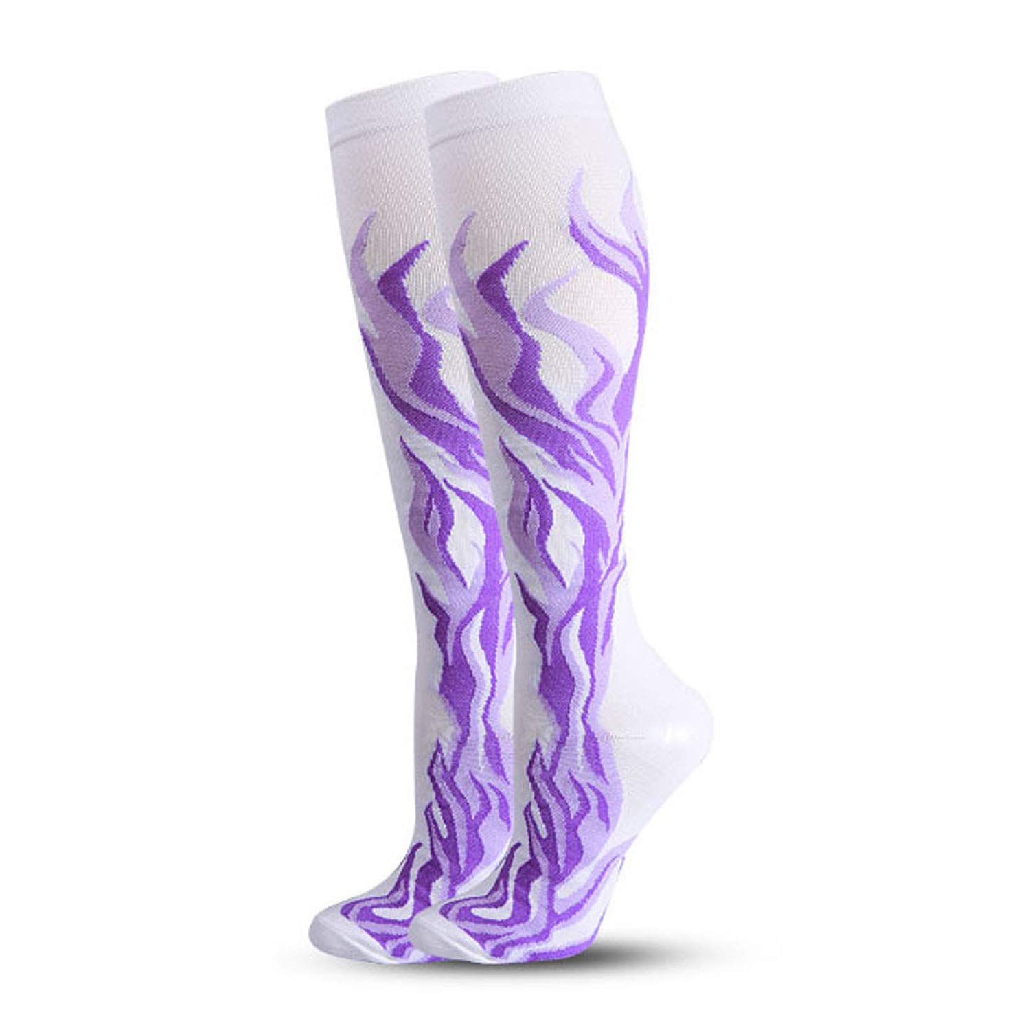 Ranvi 1 works Compression Socks for Women&Men (20-30mmHg)- Best for Running,Travel,Cycling,Pregnant,Nurse,Edema,White Purple(L/XL)