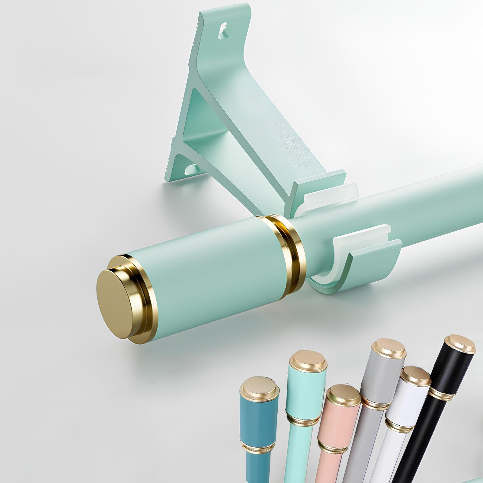 Wataow Green Aluminum Curtain Rail Silent Track, Wall Mounted Heavy Duty Curtain Rods, Bedroom Living Room Curtain Poles(,200Cm/6.5Ft(2 * 100Cm))