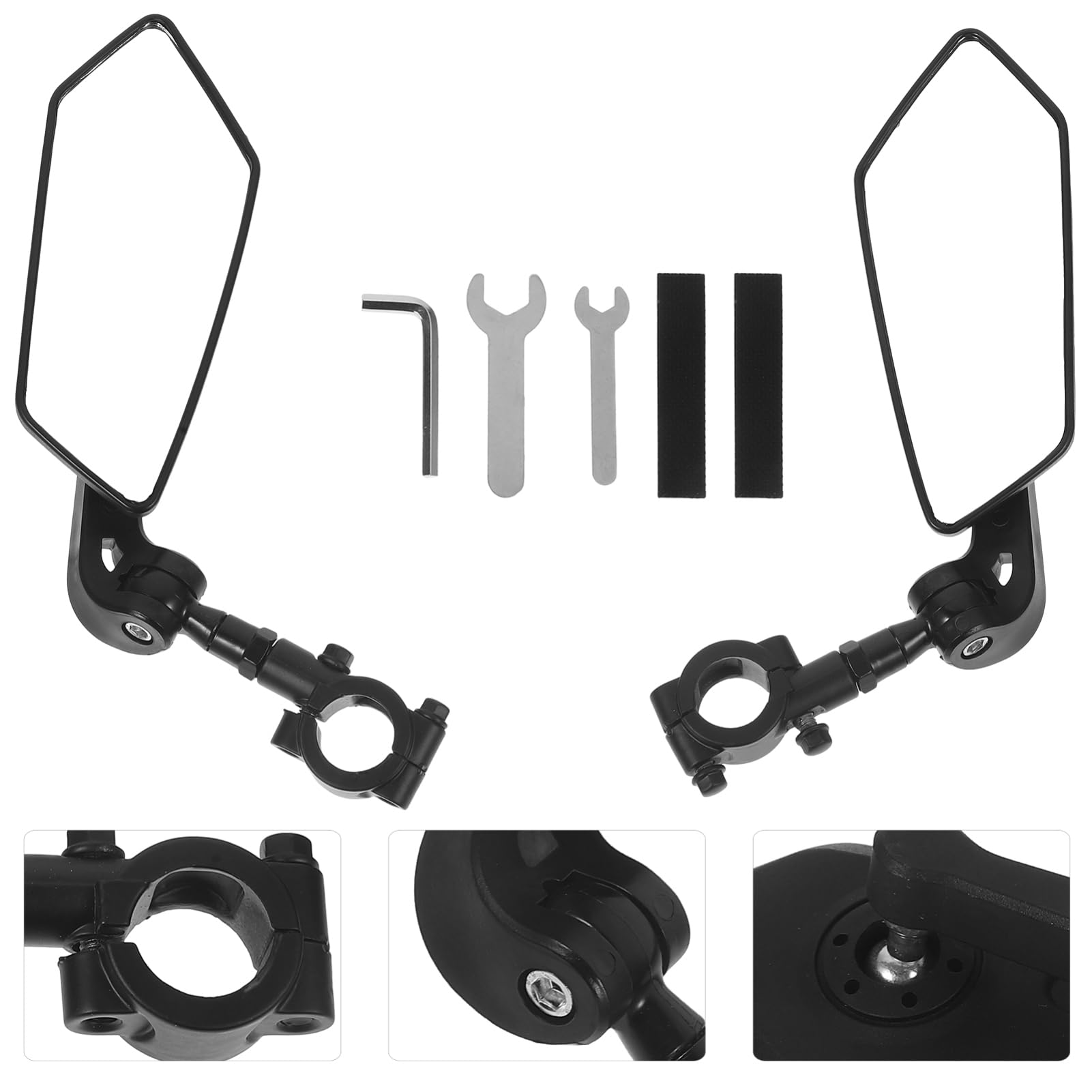 TOYANDONA Specchietti Retrovisori Laterali per Bici Elettrica, 2 Pezzi, Nero, in Plastica, Altezza Regolabile, Ampia Visuale, Facile da Montare
