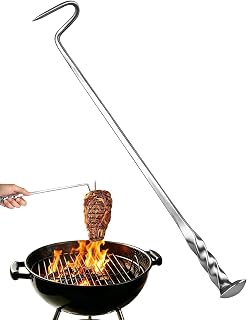 BBQ Meat Hook, 16.5" One-Piece ForgedStainless Steel Grill Hook, Heavy Duty MeatLifter for Brisket, Steak, Whole Chicken, GrillGrates & Dutch Oven, Outdoor BBQ 