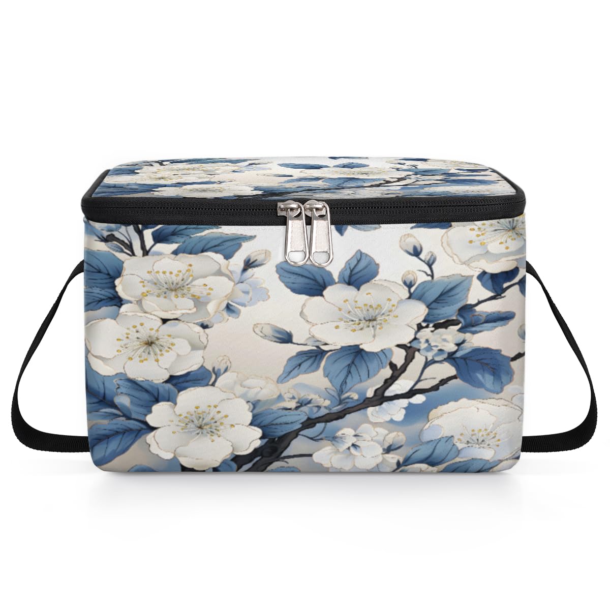 GzLeyigou Cherry Blossoms Lunch Bags for Women Men 9 Cans, Hot & Cold Food Delivery Bag Insulated Grocery Bag Insulated Lunch Box Flower Cooler Bag for Office Work Picnic Beach