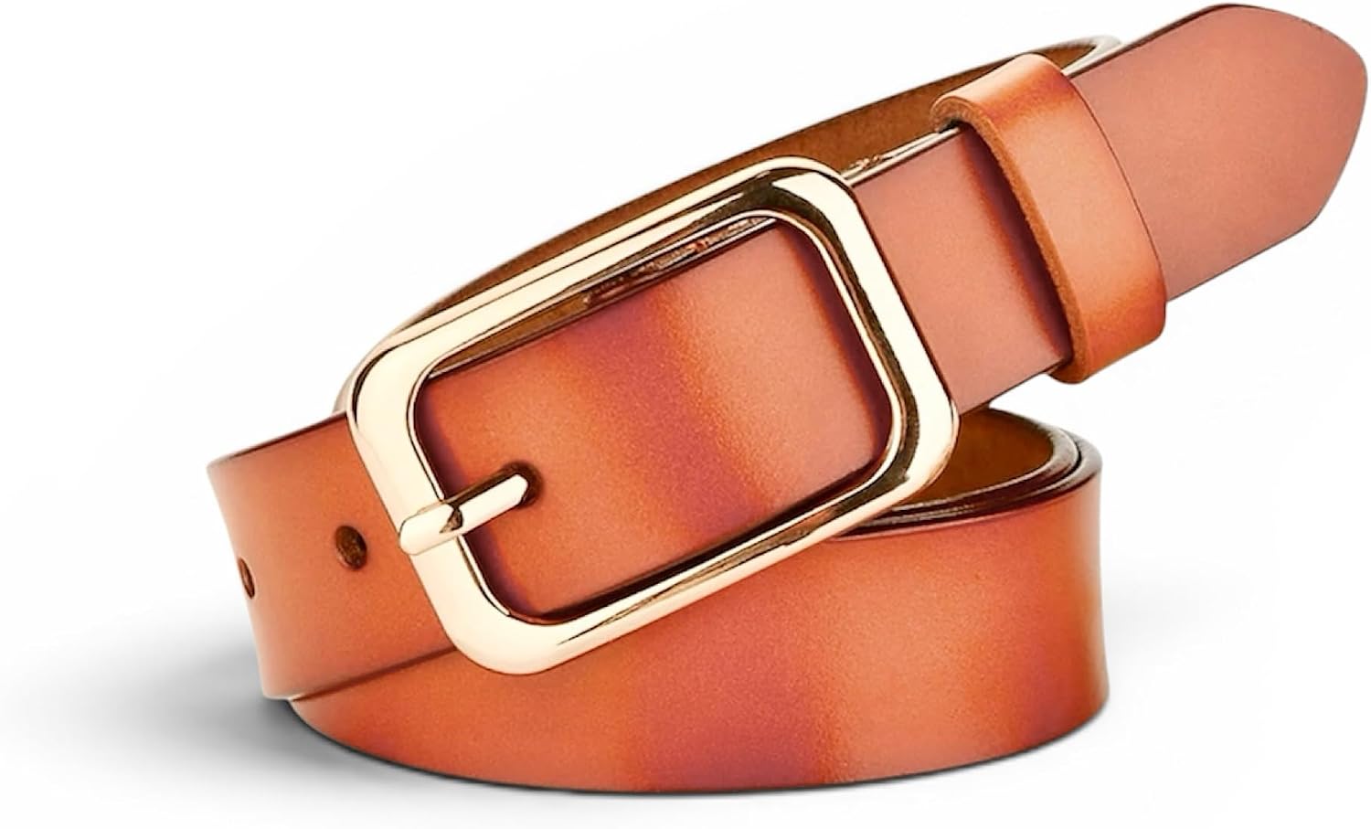 Women's Genuine Leather Belts Durable Waist Belt Chrome Gold Solid Alloy Pin Buckle Waistband For Pants, Jeans