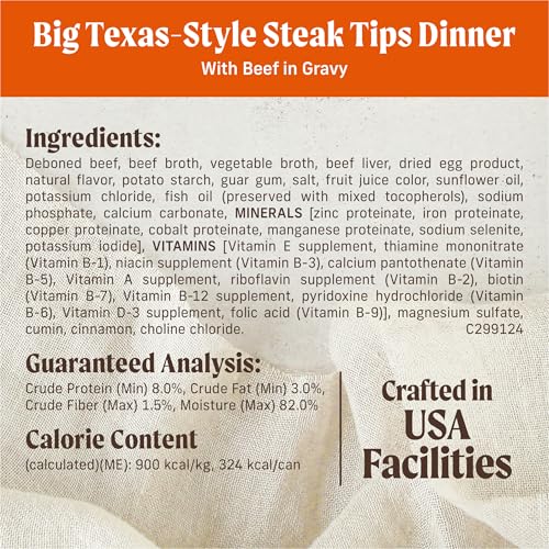 Merrick Chunky Grain Free Premium And Wholesome Canned Dog Food, Real Meat Big Texas Steak Tips Dinner - (Pack of 12) 12 ct. Cans