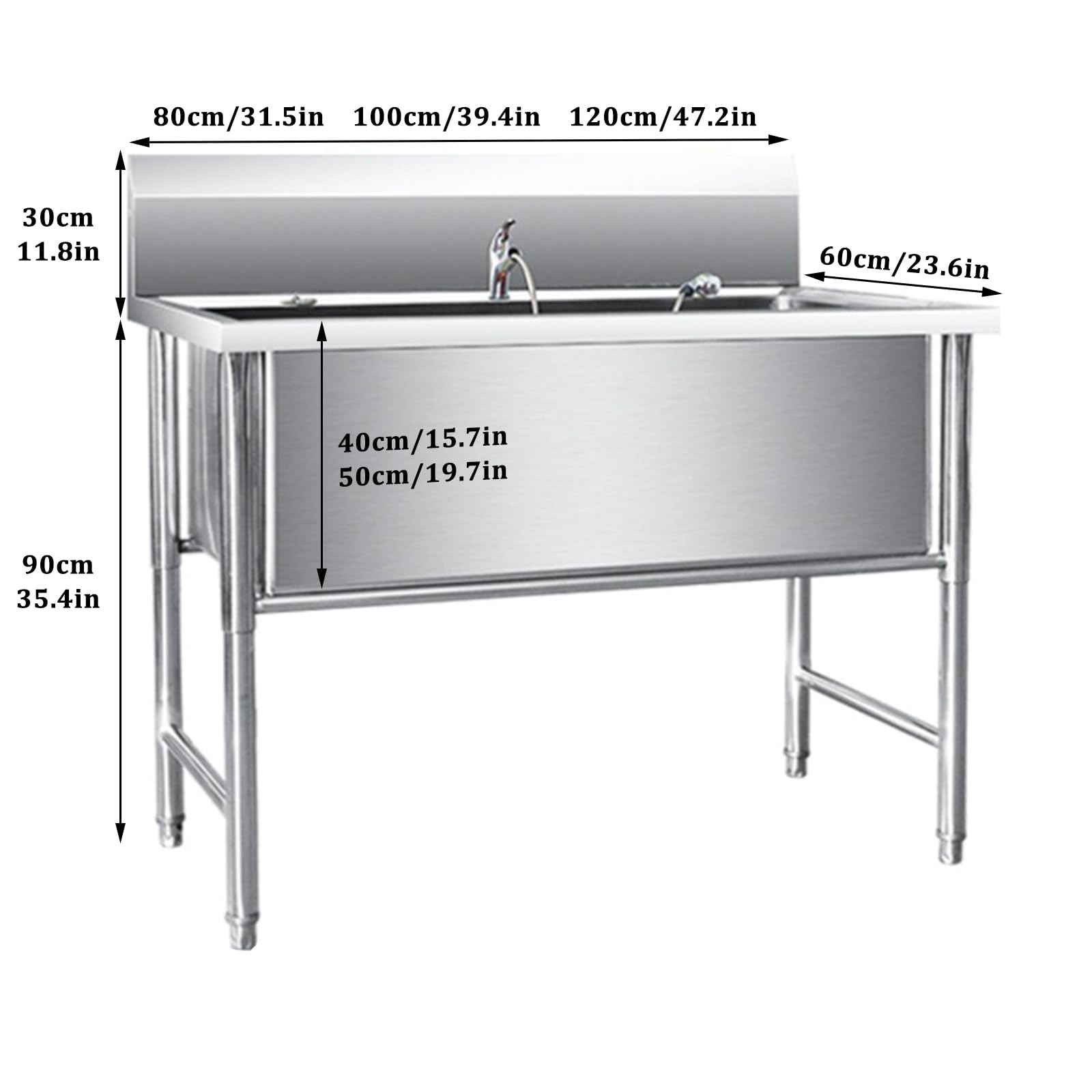 Baignoire pour Chien Inox,Baignoire de Toilettage Professionnelle,Baignoire Toilettage en Acier Inoxydable Chien,Grand Bain de Toilettage, Animaux Baignoire Chien, Table Toilettage Animaux(31in/80cm,D