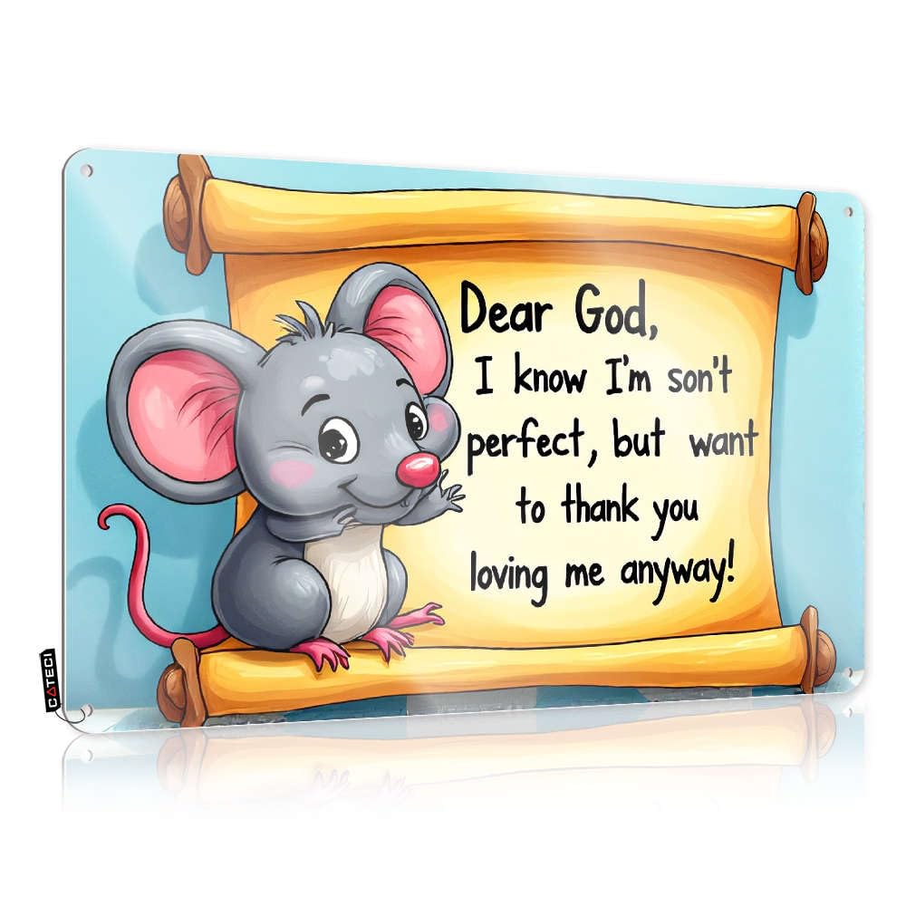 Posters Clock Vintage Wall Decor | A Cute Mouse Holding A Scroll With A Heartfelt Message. Classy Letters For Cottage Home Decoration(30X40CM)