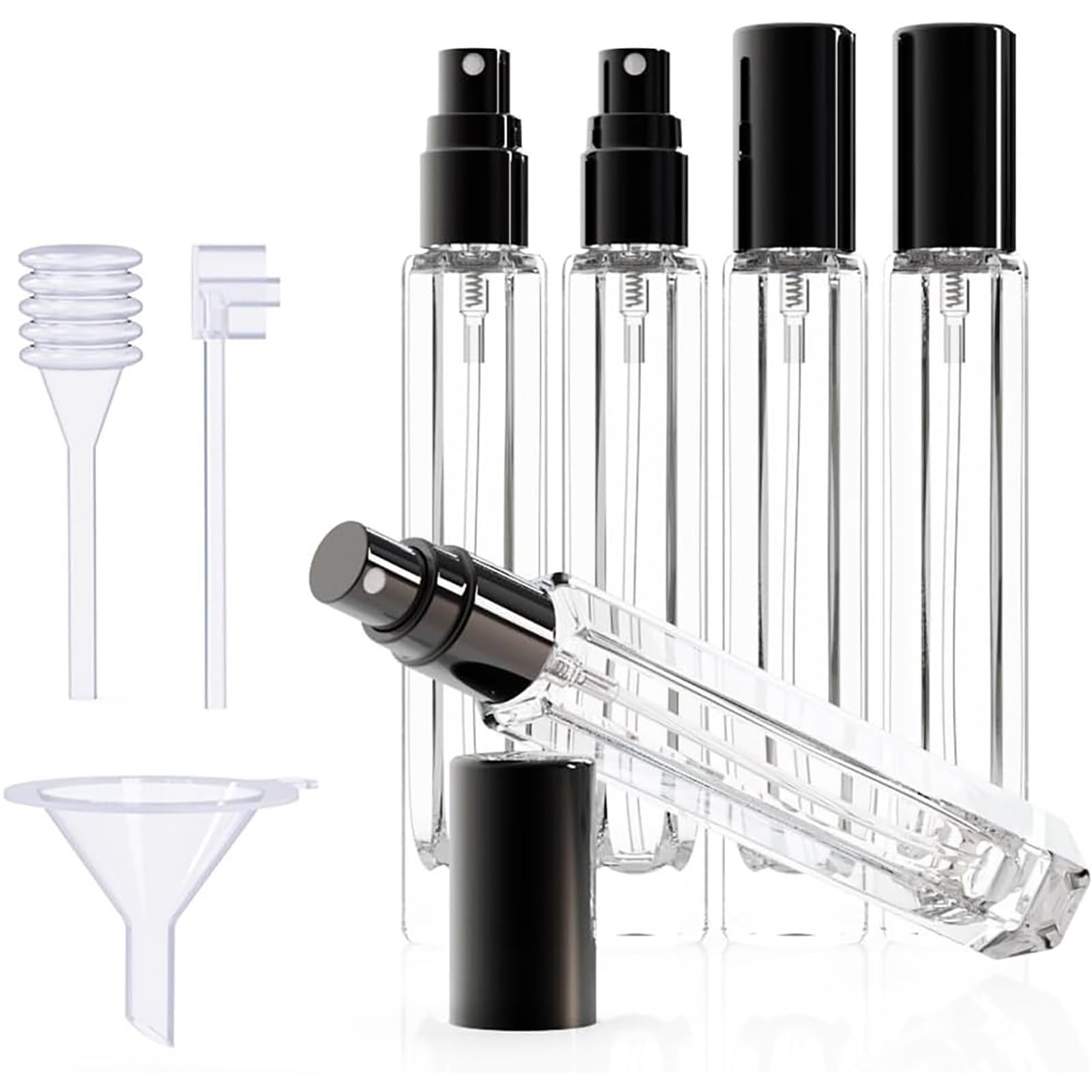 NEWFT 5 Pack Perfumes Sprayers Bottles Leakproof Glass Container with Refill Tool Portable Atomizer for Travel Fragrances Dispenser Travel Perfumes Atomizer Refillable