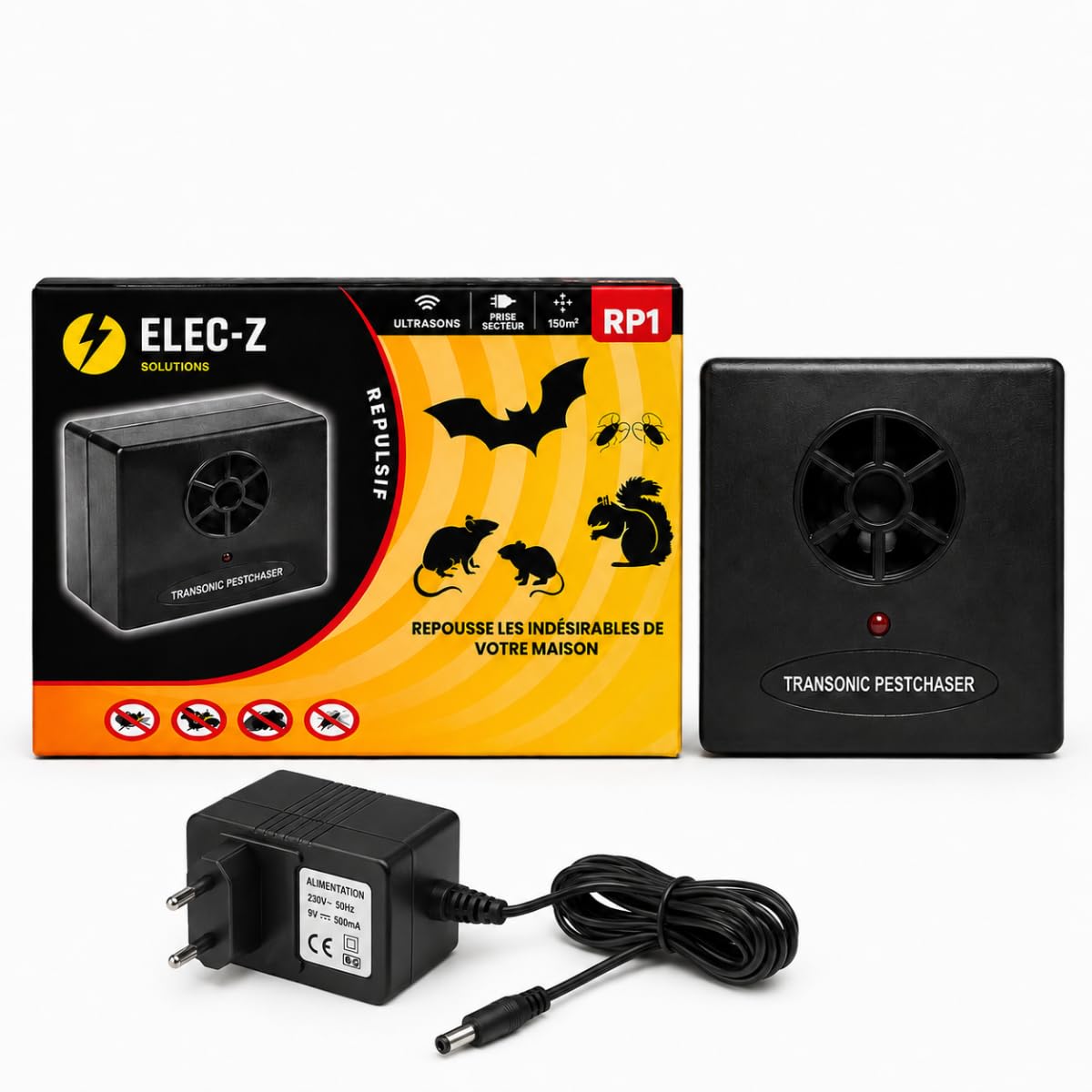 RP1 Repellente Ultrasonico Efficace Anti Pipistrello Insetto Roditore Scarafaggi Ragni Zecche Pulci