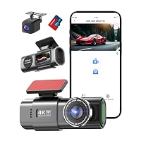 Telecamera WiFi per auto anteriore posteriore, 4K + 1080P per auto