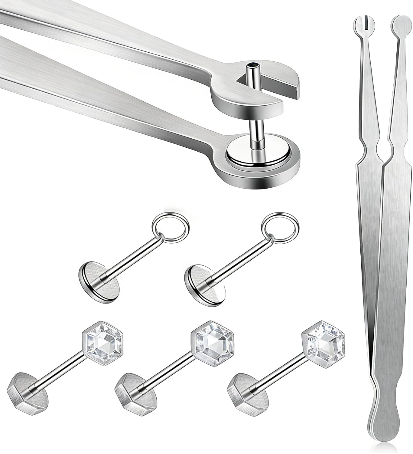 Professional Piercing Clamps Piercing Ball Grabber Tool Stainless Steel Piercings Barbell Clamps Tool for Changing Jewelry Ideal for Nose Ear Lip Tongue Ball Screw Removal
