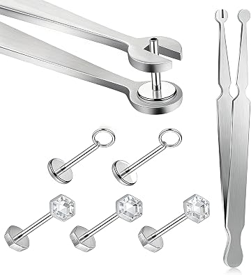 Professional Piercing Clamps Piercing Ball Grabber Tool Stainless Steel Piercings Barbell Clamps Tool for Changing Jewelry Ideal for Nose Ear Lip Tongue Ball Screw Removal