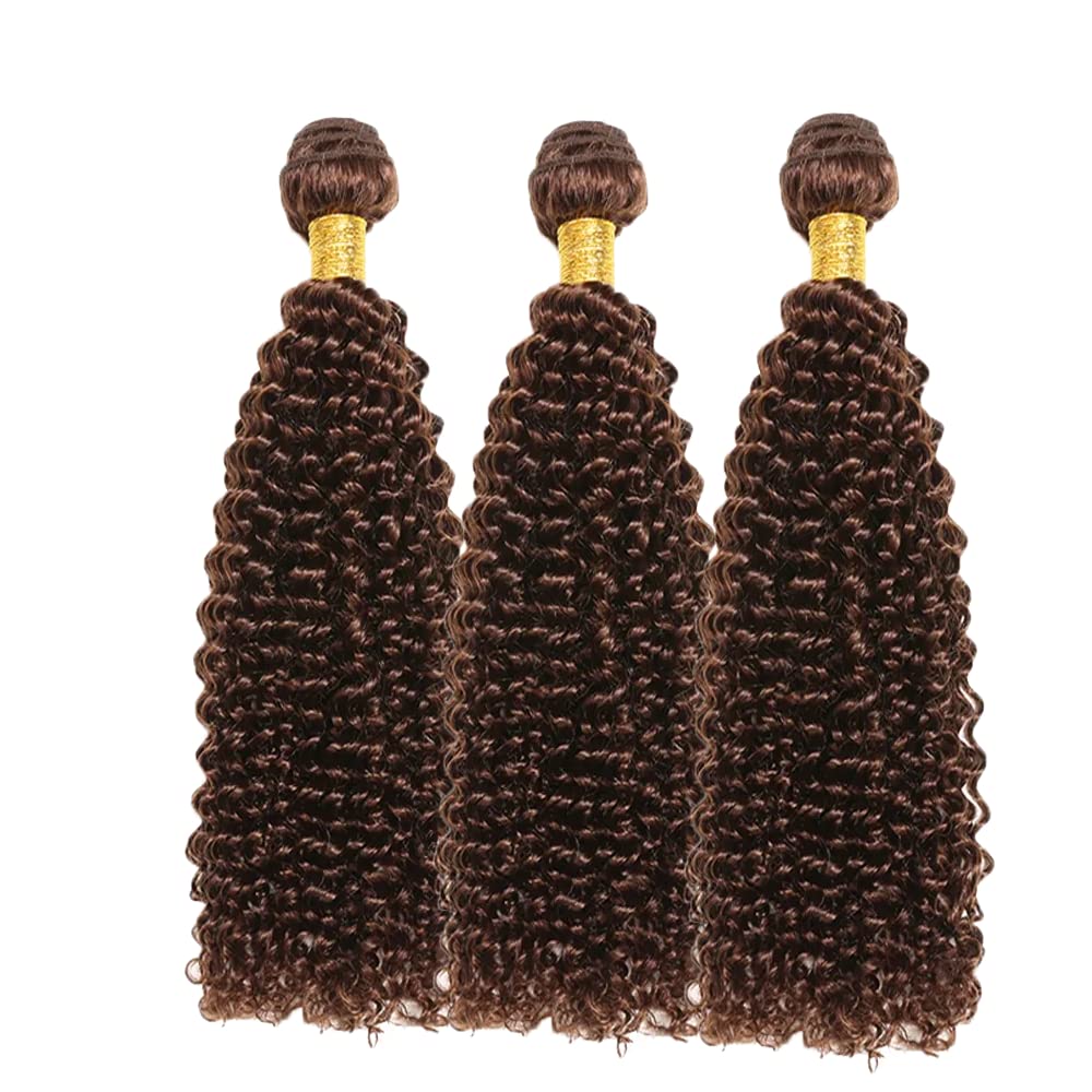 28 28 28 Inch Dark Brown Bundles Color #4 Curly Human Hair Bundles 8A Grade Unprocessed Brazilian Virgin Hair Brown Kinky Curly Bundles Human Hair Color #4 Bundles Hair Weave