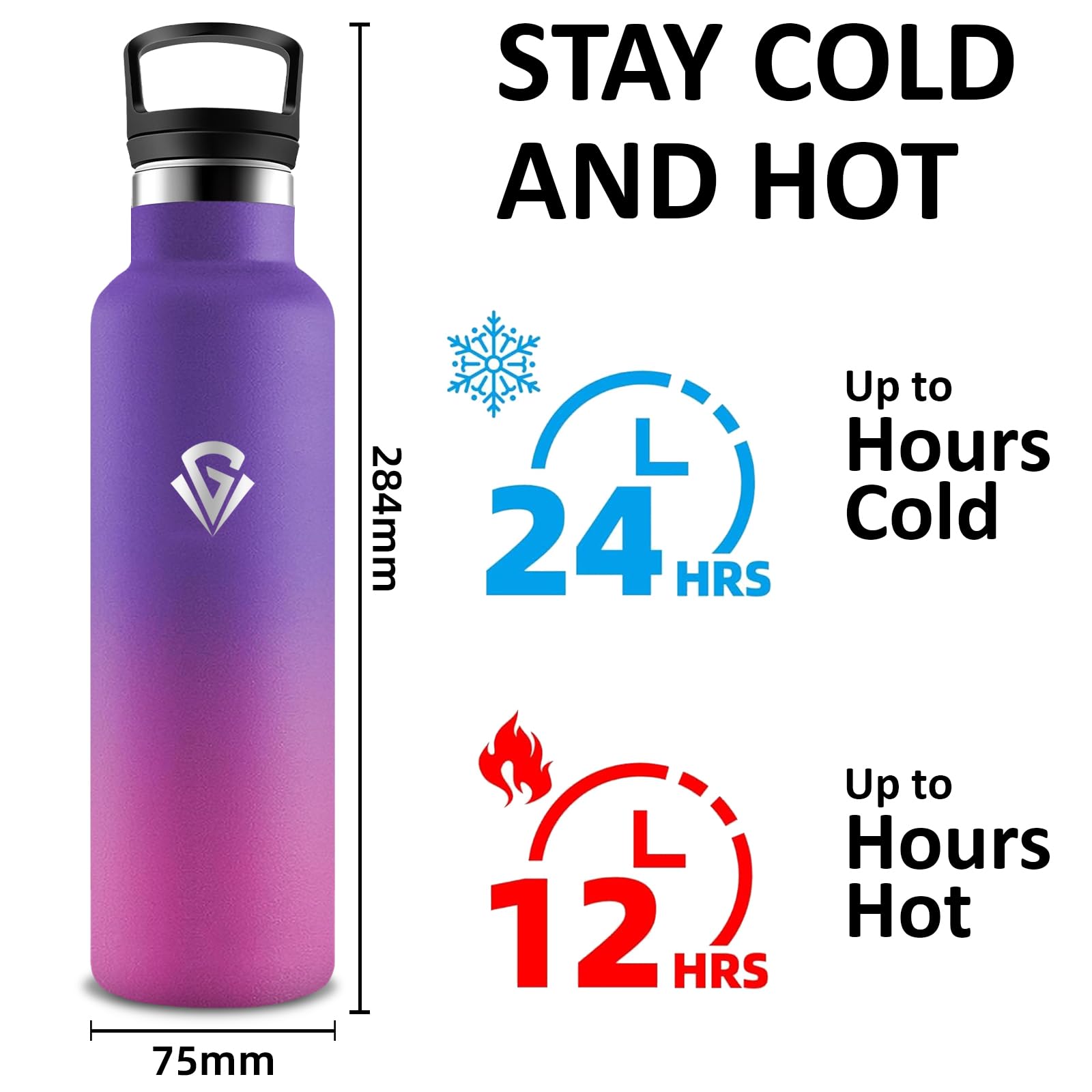 Borraccia Termica, Borraccia 750 ml, Senza BPA, Borracia con Cannuccia e Filtro, Senza Perdite, Bottiglia Termica, Borracce Termiche per Campeggio, Uffici, Caffè, Viaggio, Palestra, Yoga