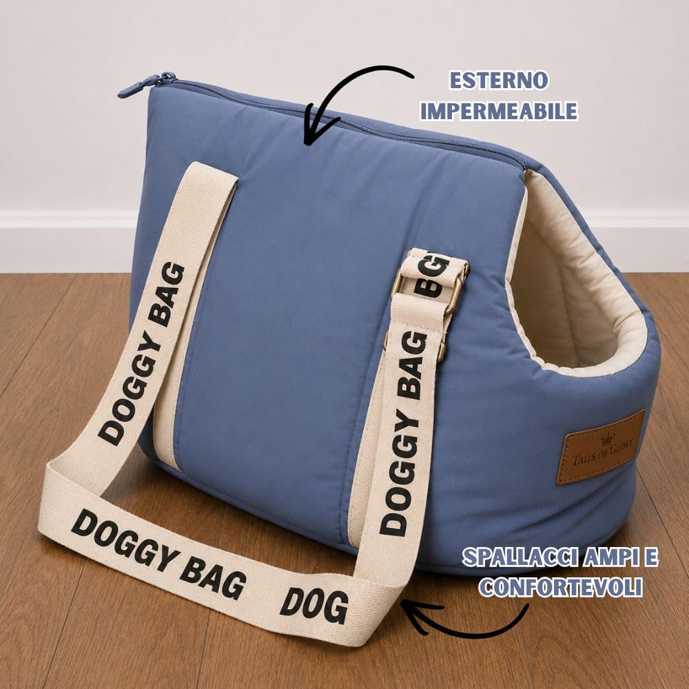 Borsa trasportino cane da viaggio 35 x 22 x 21 cm | Tails of Glory: formato compatto per cani piccoli, ideale per trasporto e spostamenti quotidiani.