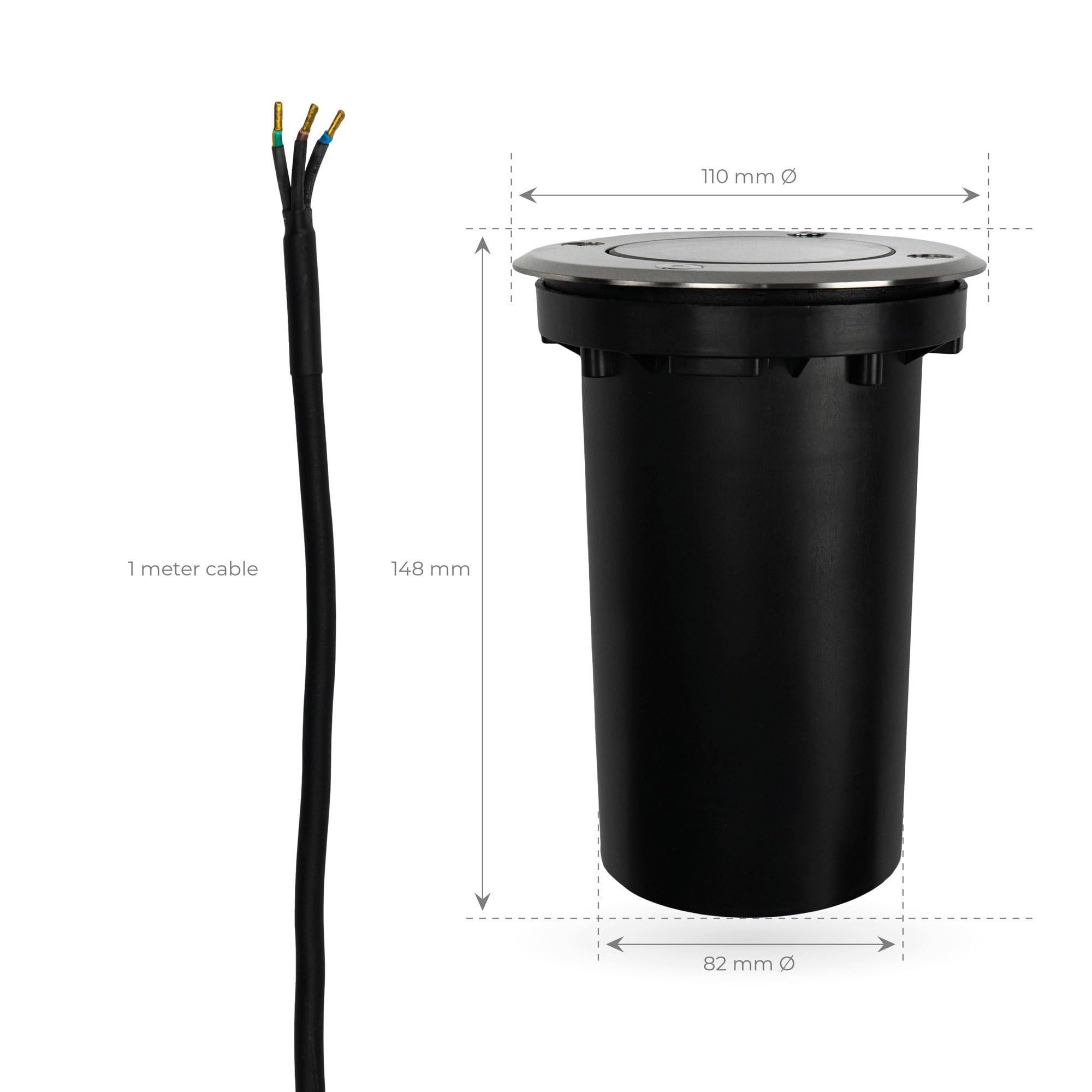 Ledvion - 3X Focos LED Empotrados Redondos, 5W, 2700K, IP67, GU10, Cable de 1m, Iluminación Exterior, Iluminación de Terraza