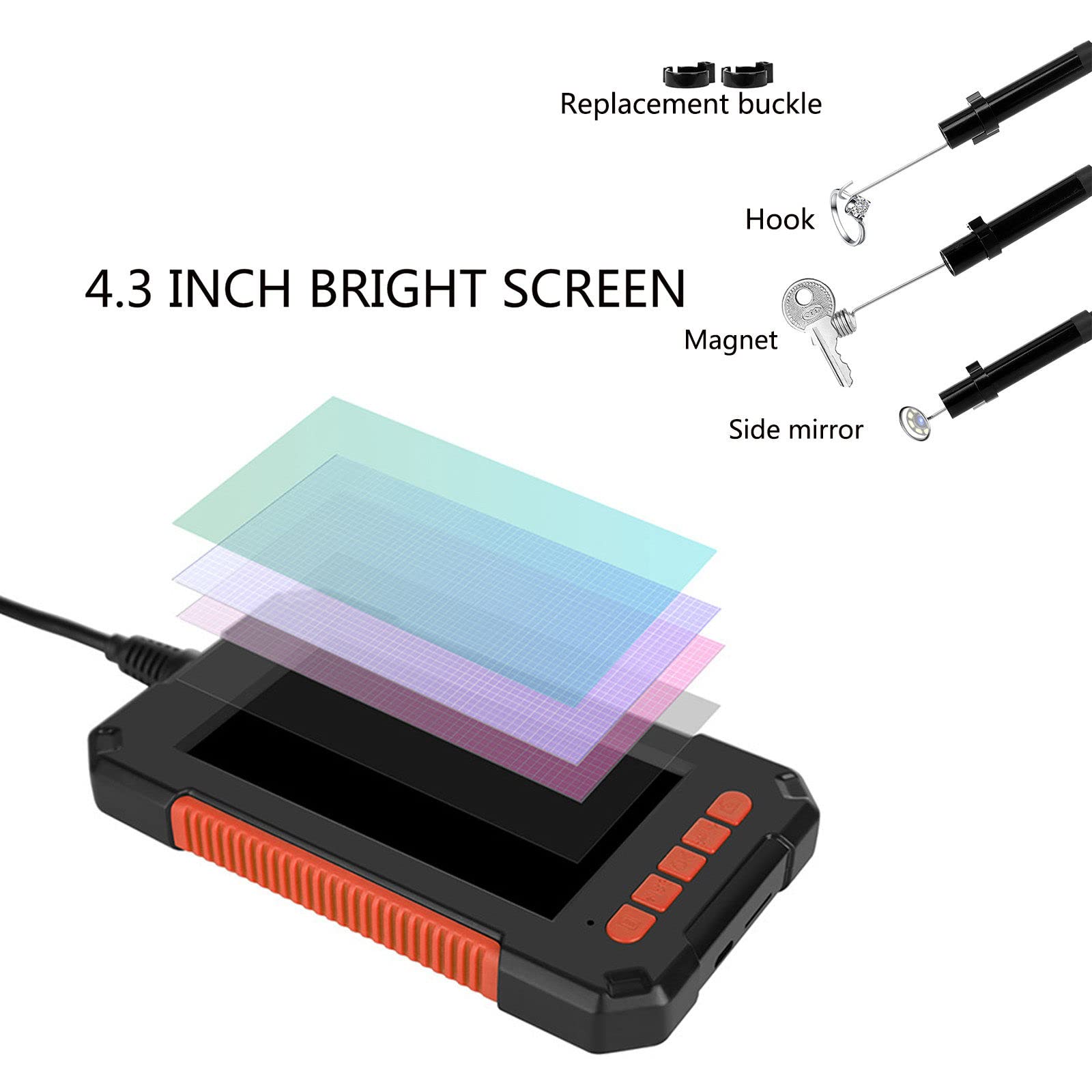 Przenośna kamera endoskopowa z zoomem z ekranem 4,3 "HD, 8-diodowym obiektywem 8mm 1080P Ręczna kamera wężowa do rur przemysłowych, klimatyzator, odprawa samochodowa,10m