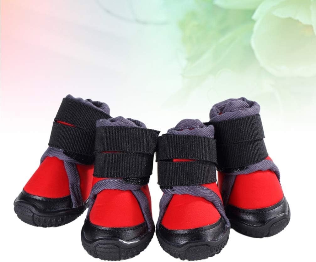 balacoo 4pcs Dog Warm Shoes for Outdoor Mountain Climbing Non-Slip Winter Pet Footwear Red Breathable Design Fit for Active Pets