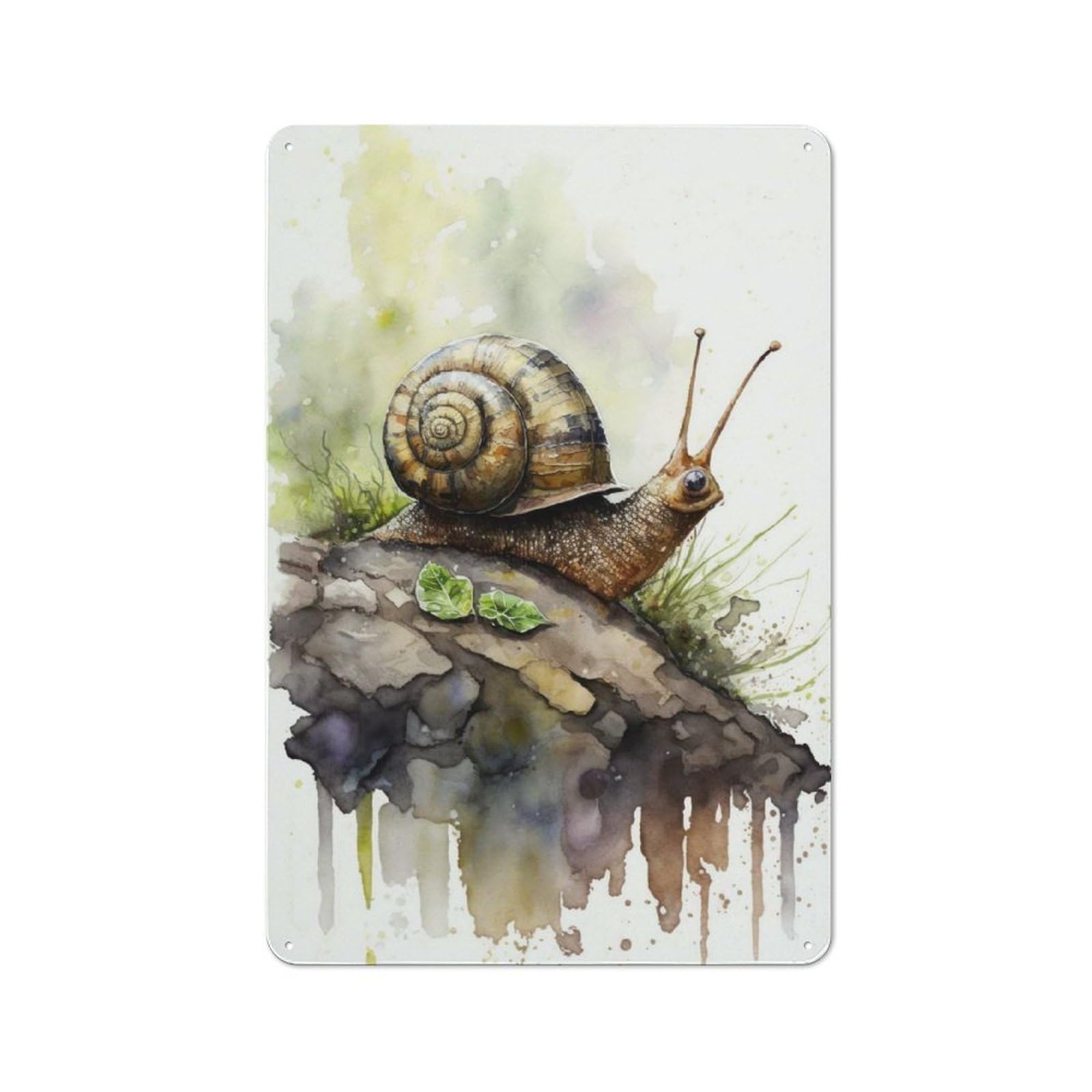 Snail Art Watercolor Metal Wall Sign 30x20cm, Nostalgic Classic Pub Decor for Pub, Home Bar, Shed Or Man Cave
