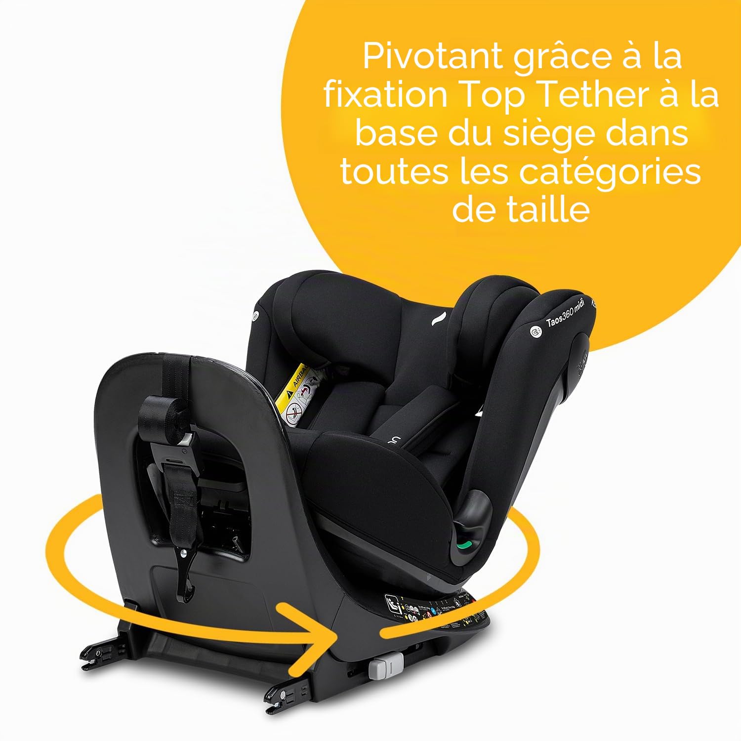 OSANN - Siège auto bébé/enfant Taos360 midi Isofix I-Size rotatif - 76-150 cm - noir - 11 positions - Harnais 5 points, Ceinture 3 points, Face/Dos à la route
