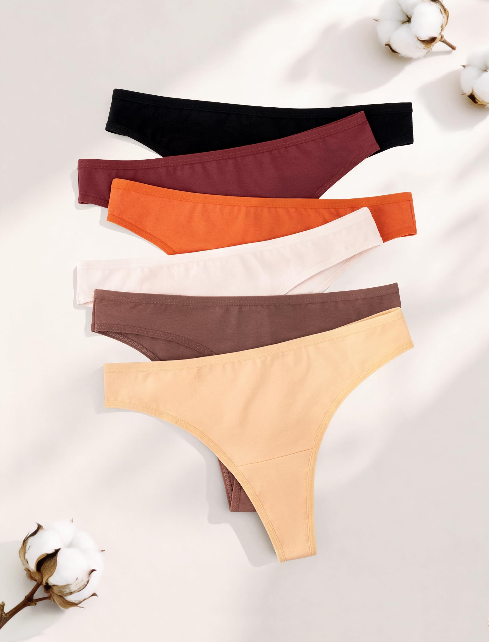 Ansukoo Stringi Damskie,Majtki BawełNiane Damska,Niski Stan Bielizna | Women Bawelniane Underwear,Sportowe Kobiet MięKka Panties,Wielopak 6 Sztuk