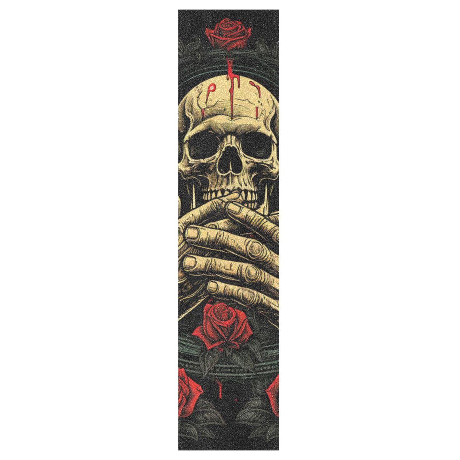KAAVIYO Abstract Skull Rose Skateboard Grip Tape Sheets Creative Longboard Waterproof Griptapes for Youth Boys Girls Kids Men No Bubble Free Easy to Apply(1Pcs), 44x10in, Pattern