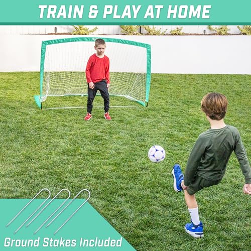 Image of GoSports Portable Soccer Goals for Kids - 13 Color Options - Choose 4 x 3 ft or 6 x 4 ft - Team Tone Pop Up Nets for Backyard