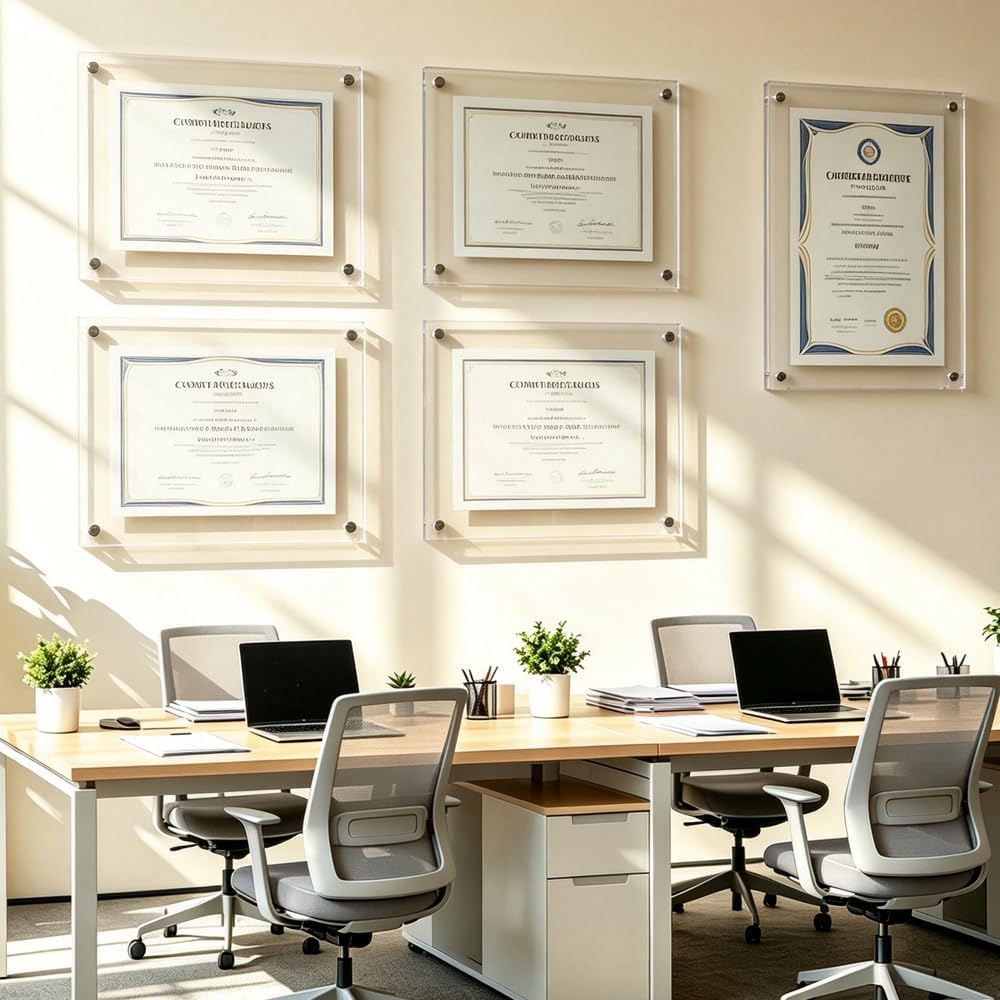 Acrylic Diploma Frame for Wall 8.5"X11" Picture Frame Self Adhesive