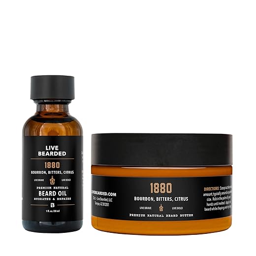 Live Bearded: Beard Oil and Beard Butter Grooming Kit - Legend - All-Natural Ingredients with Shea Butter, Argan Oil, Jojoba Oil and More - Beard Growth Support - Made in the USA