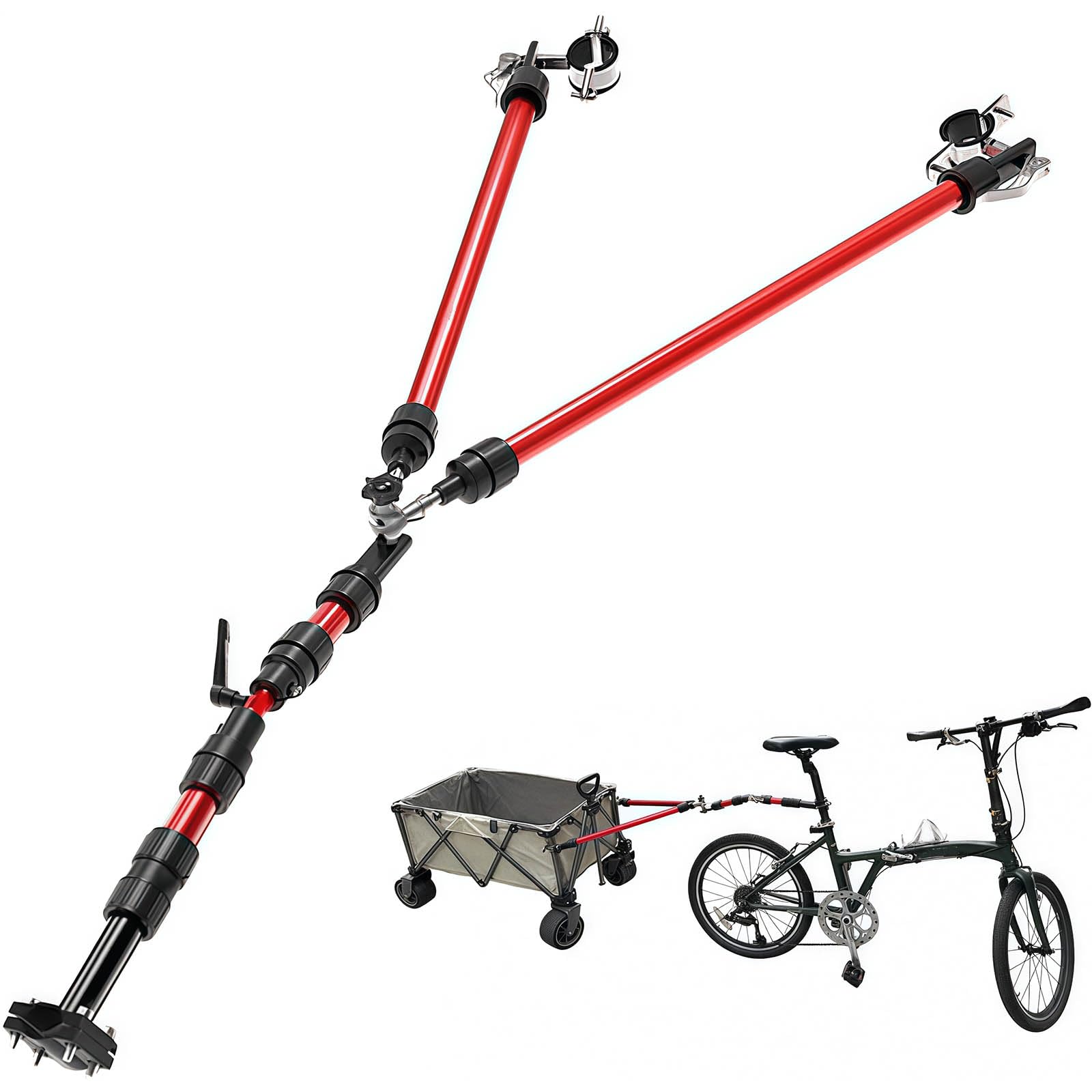 Fahrradanhängerkupplung Kupplung Edelstahl Fahrradverbinder für Gartenwagen Kompatibel mit Klappfahrrädern und Elektrorollern