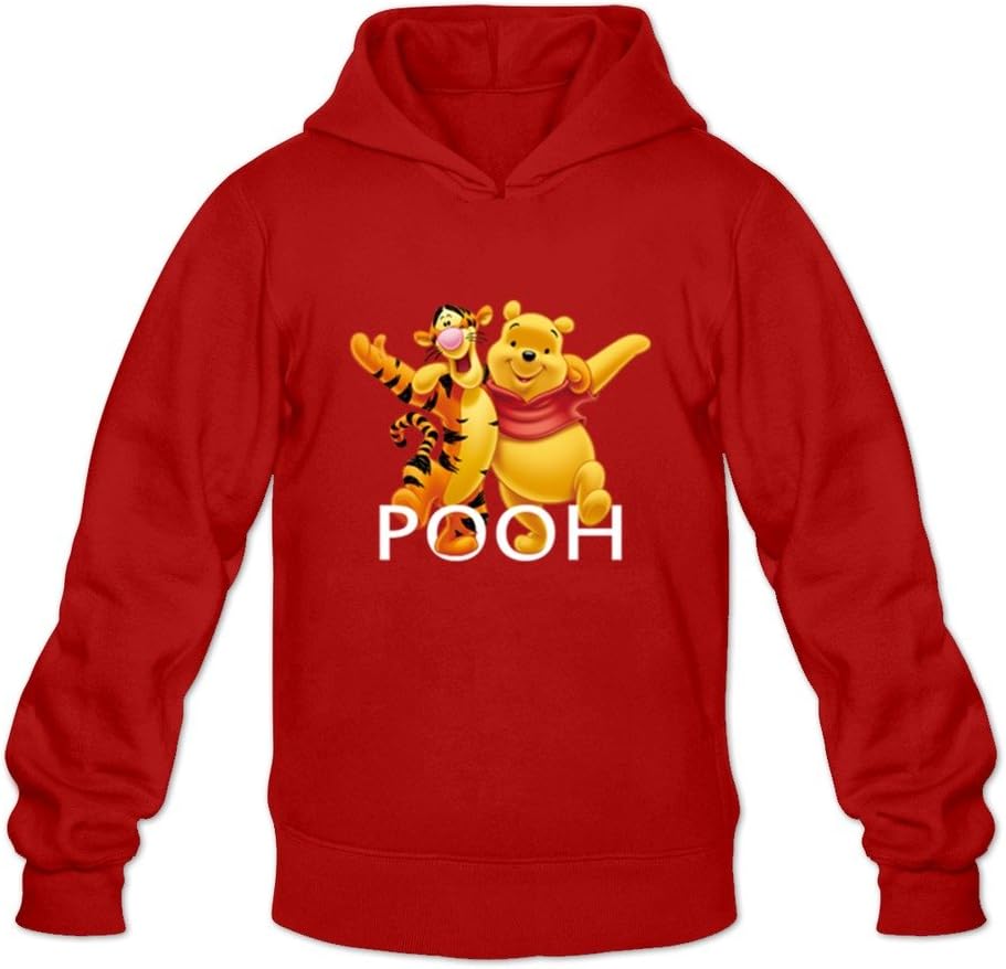 POWEB Men's Winnie The Pooh Logo Hoodies Red XL