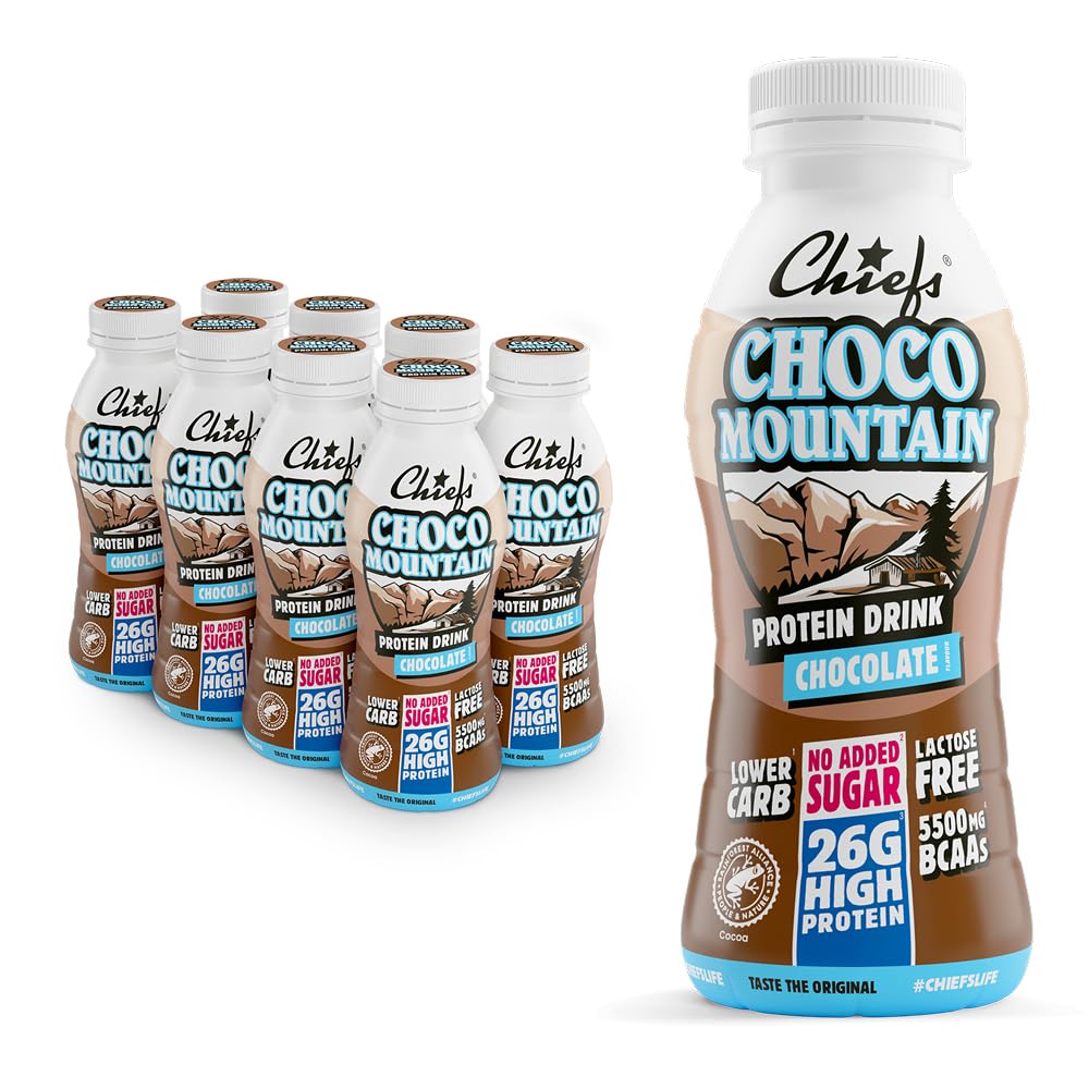Chiefs Drink di proteine, Bevanda Proteica, Senza Lattosio, Senza Grassi e Zuccheri Aggiunti (8 confezioni x 330ml)