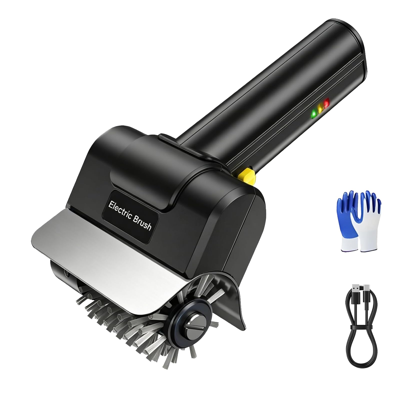 Brosse électrique pour Barbecue,Brosse Electrique Barbecue,Brosse de Nettoyage de Gril sans Fil avec Gant et Brosse,Moteur de 300 W,Rechargeable Nettoyeur de BBQ pour Grilles de Barbecues (Noir)