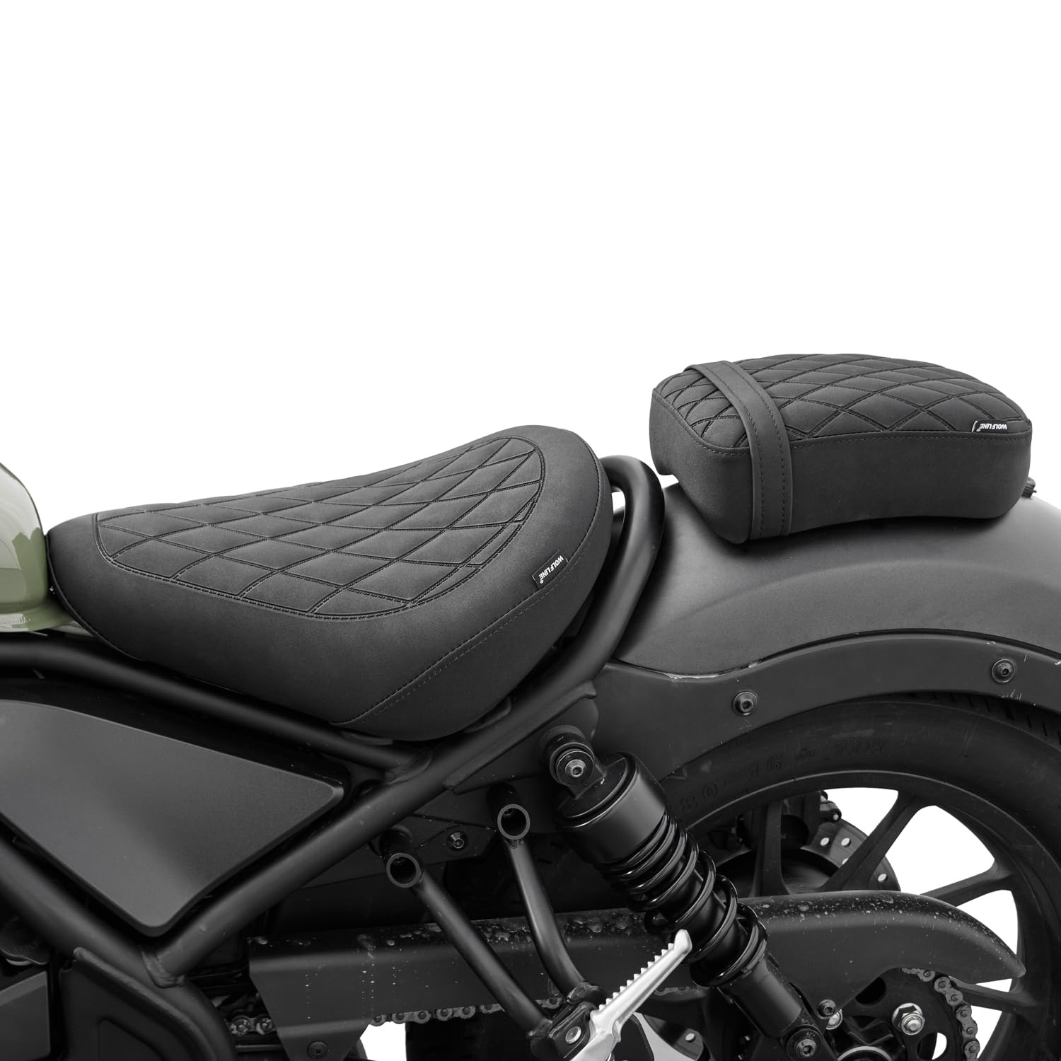 Sella Posteriore per Passeggero Moto per Rebel 500 300 2017 2018 2019 2020 2021 2022 2023 2024 2025 2026 CMX500 CMX300 Set Cuscino Singolo e Imbottitura Passeggero (Posteriore Nero)
