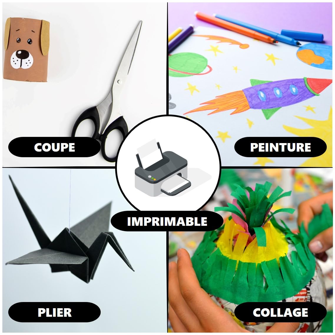 perfect ideaz 50 feuilles de carton photo A2, carton de bricolage, teinté dans la masse, en 10 coloris différents, grammage 300 g/m², feuilles à qualité élevé