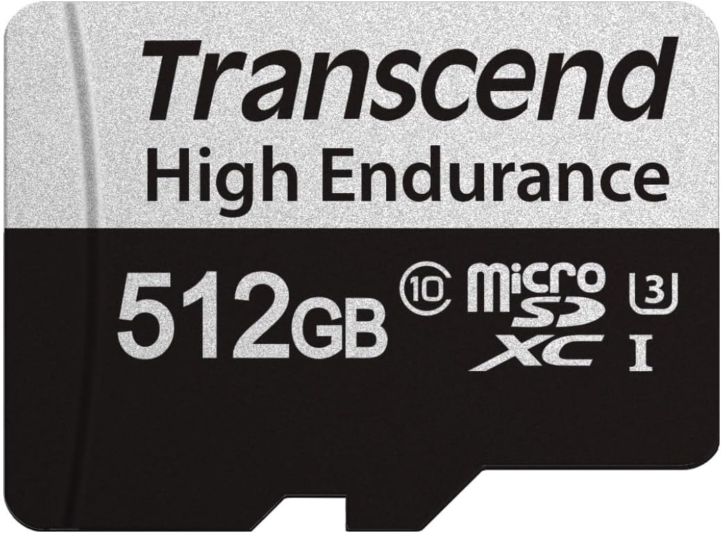 Transcend High-Durability microSD 512GB UHS-I U3 Class 10 for Dash Cams and Security Cameras, Nintendo Switch Compatible, with SD Card Adapter, TS512GUSD350V